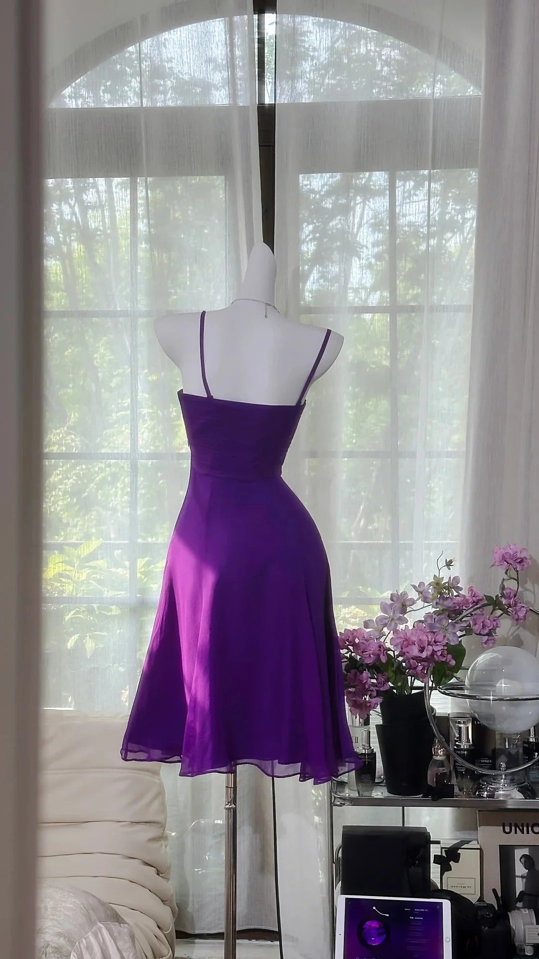 Purple Simple Fashion Short Chiffon Homecoming Dress Birthday Party Dress  simple gentle atmospheric and unique desi Bring summer colors to enhance whiteness