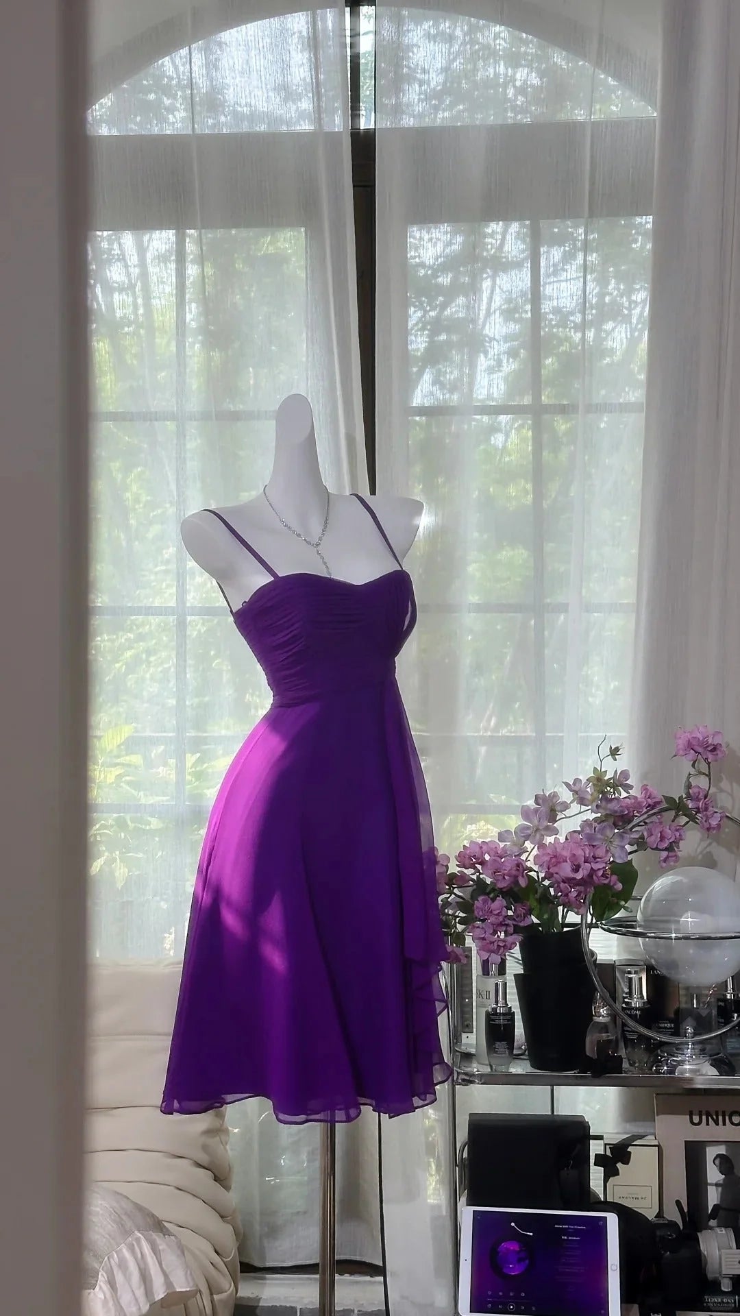 Purple Simple Fashion Short Chiffon Homecoming Dress Birthday Party Dress  simple gentle atmospheric and unique desi Bring summer colors to enhance whiteness