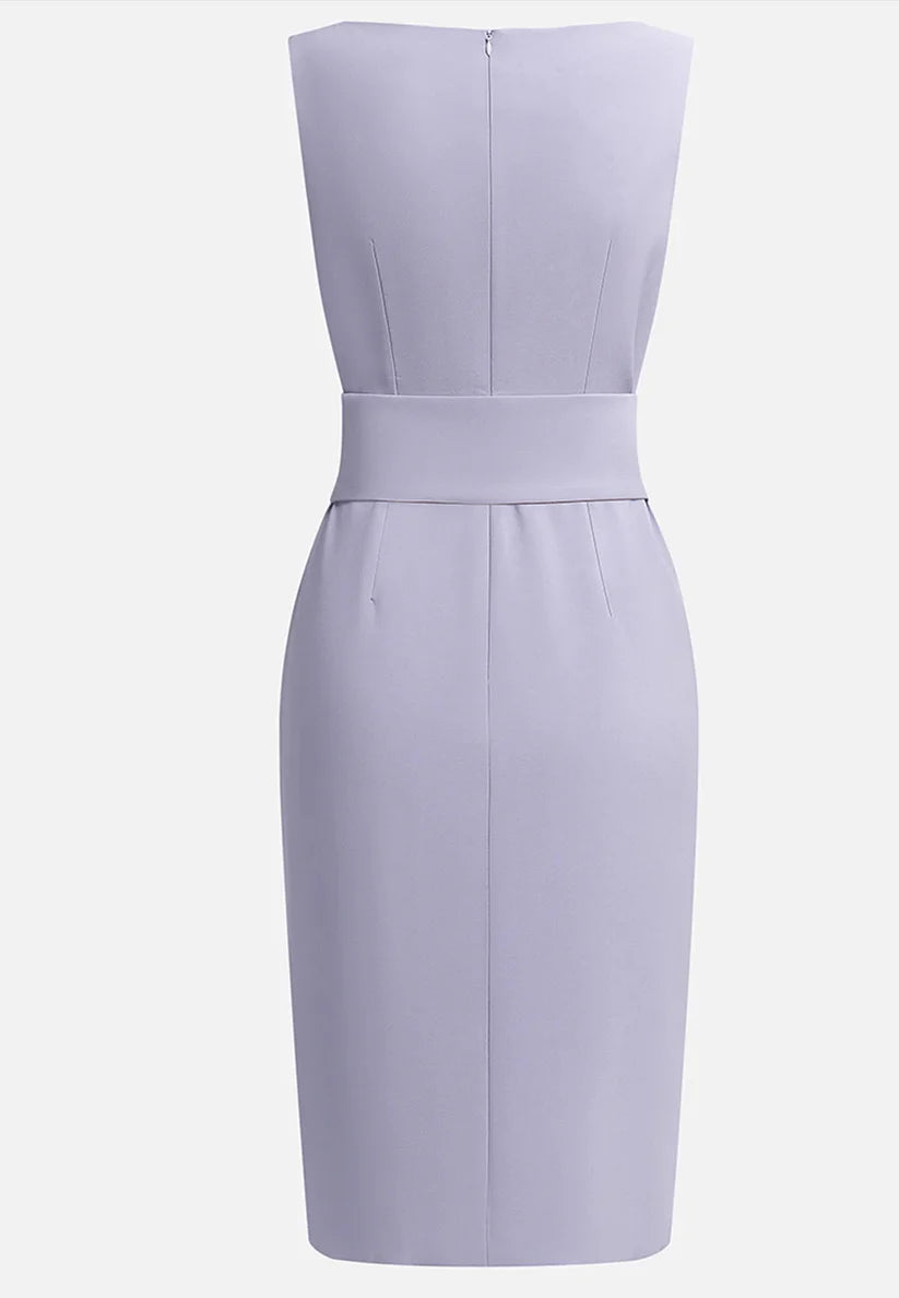 Purple Sleeveless Rheinstone Sheath Midi Dress simple gentle atmospheric and unique desi Bring summer colors to enhance whiteness