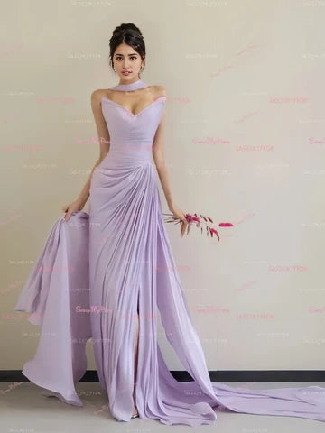 Purple Sweetheart A Line Chiffon Prom Dress With Shawl simple gentle atmospheric and unique desi Bring summer colors to enhance whiteness