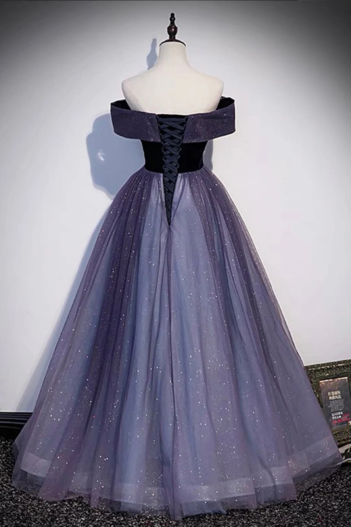 Purple Tulle Off the Shoulder Prom Dress  A-Line Evening Party Dress simple gentle atmospheric and unique desi Bring summer colors to enhance whitenes