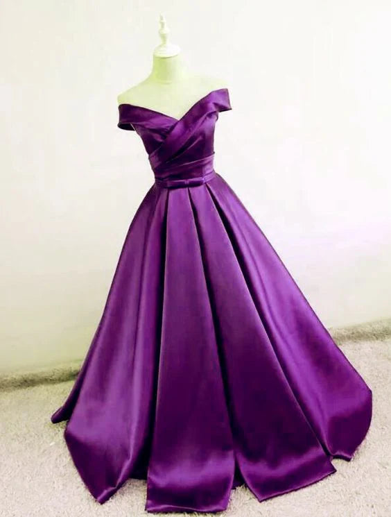 Purple satin dress with one shoulder cross, suitable for occasions such as dinners, dances, etc