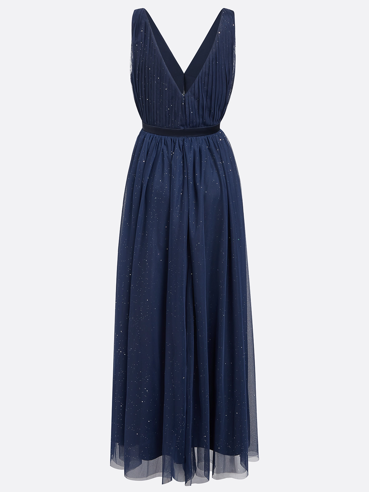 Purplish blue Mesh Slit Hotfix Embellished Classic V Neck Sleeveless A-Line Maxi Dress simple gentle atmospheric and unique desi Bring summer colors to enhance whiteness