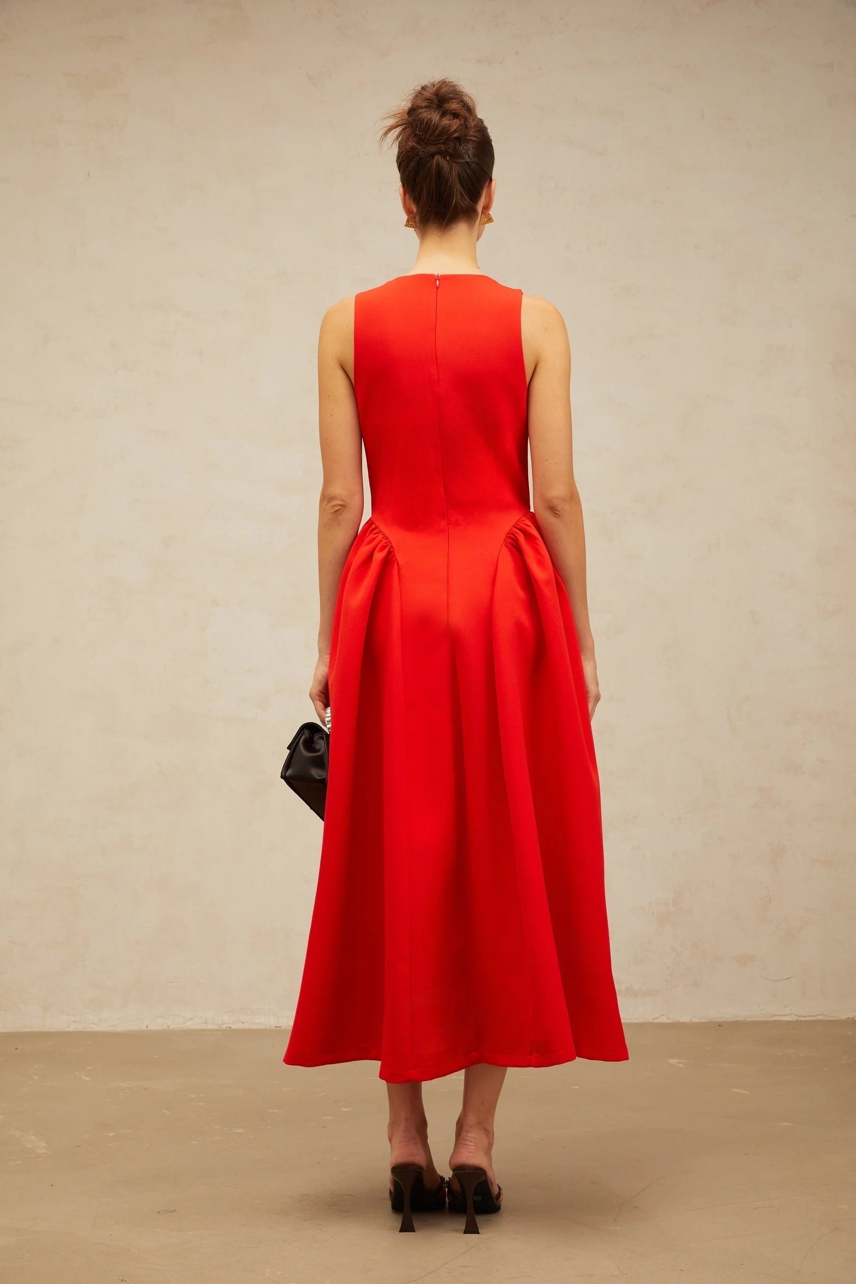 Red Keyhole Neck Sleeveless Midi Dress Narcisse red keyhole sleeveless midi dress Evening Dress