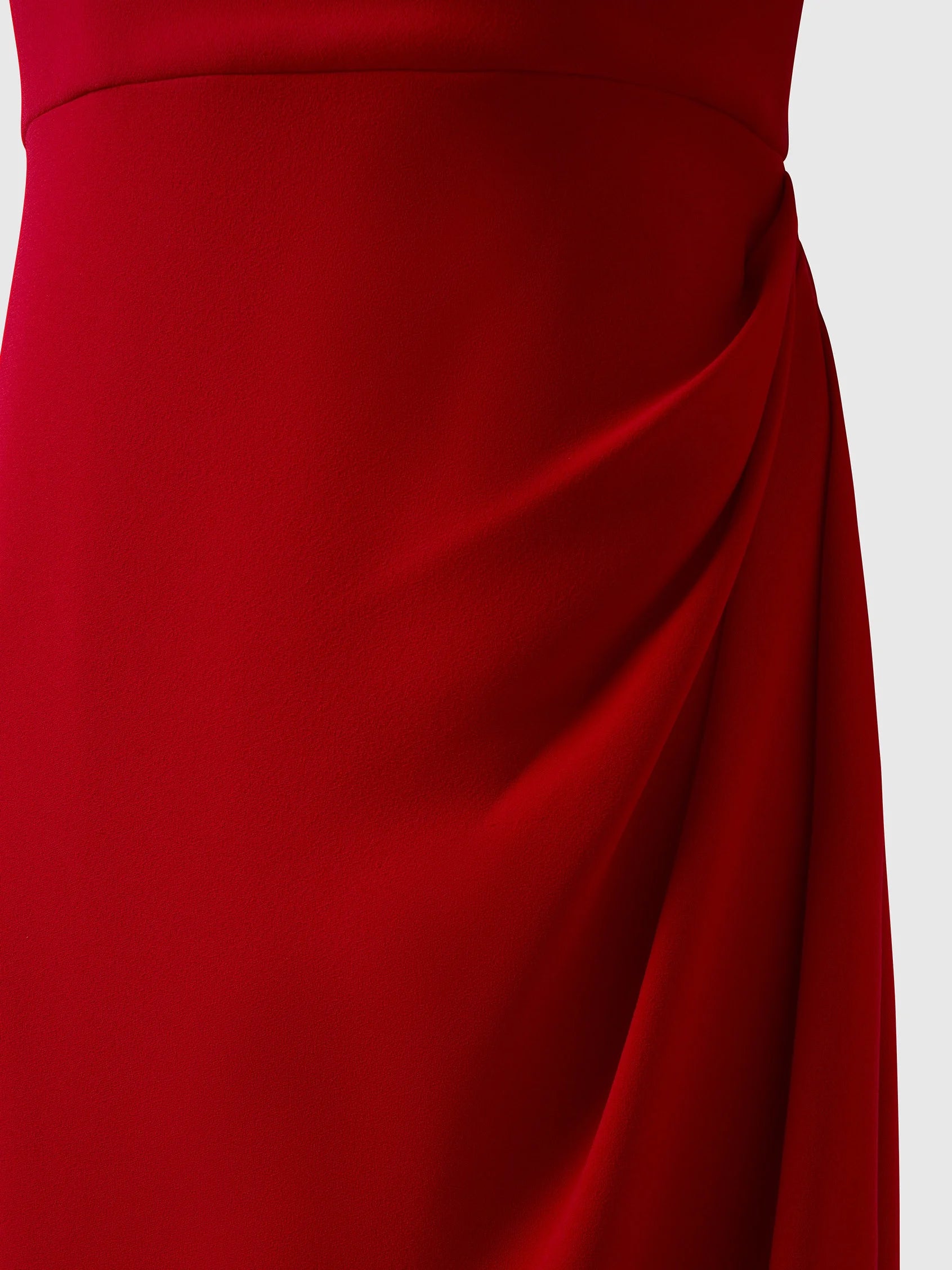 Red Off-Shoulder Bow Detail Maxi Dress Straight bridesmaid dress with sweetheart neckline in crepe Bridesmaid Dresses
