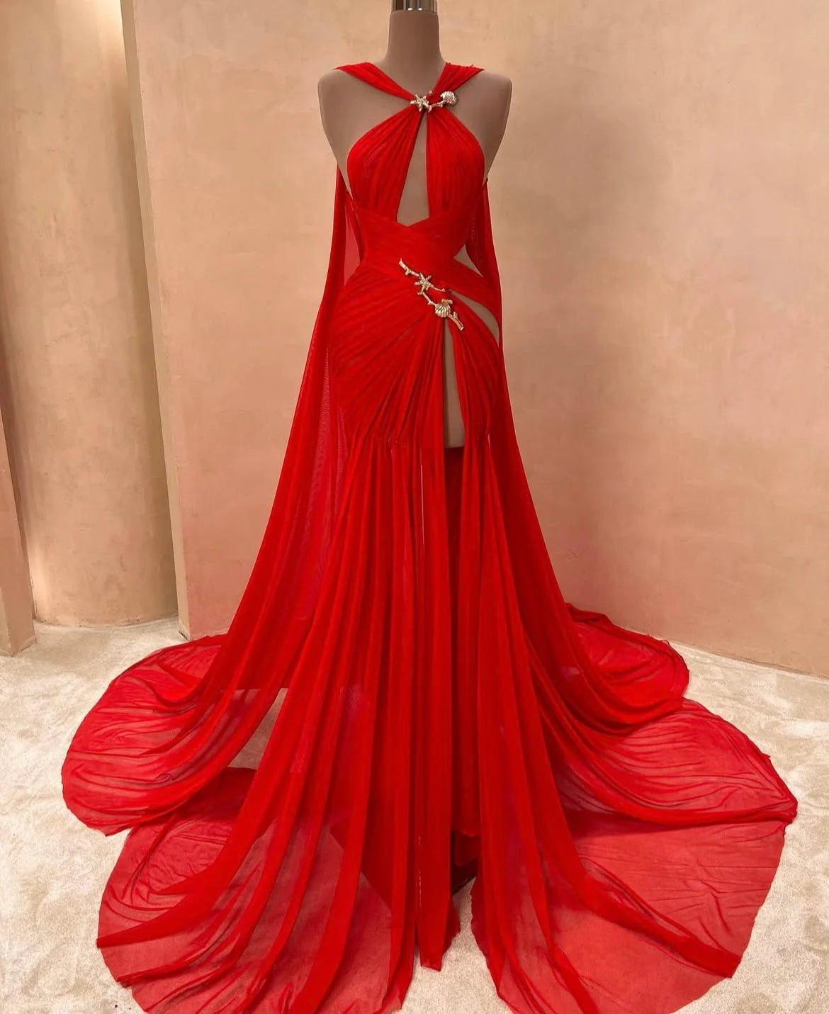 Red Fashion Sexy Elegant Long Chiffon Prom Dress Evening Dress simple gentle atmospheric and unique desi Bring summer colors to enhance whiteness