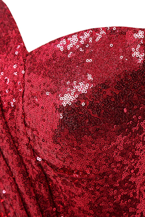 Red Mermaid Sequin Prom Dress Simple gentle atmospheric and unique design