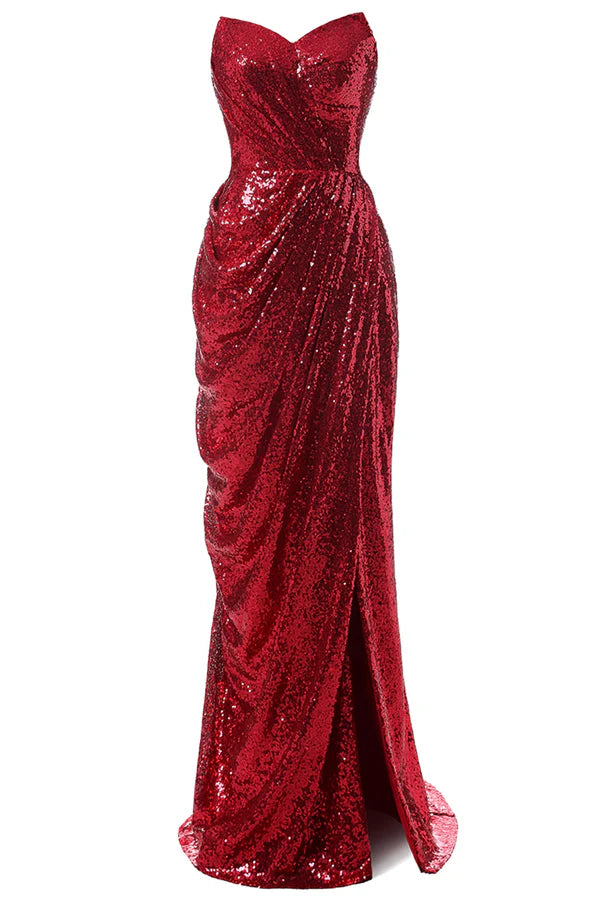 Red Mermaid Sequin Prom Dress Simple gentle atmospheric and unique design