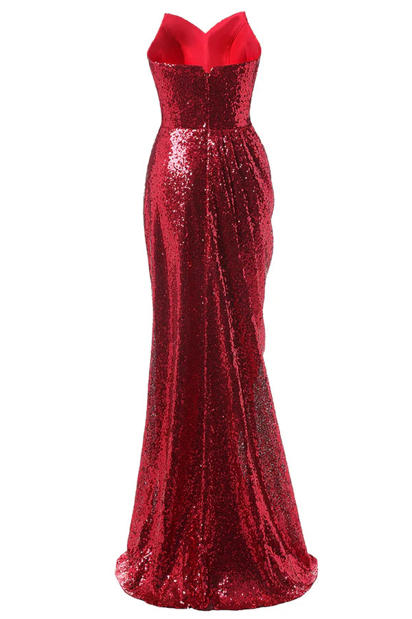 Red Mermaid Sequin Prom Dress Simple gentle atmospheric and unique design