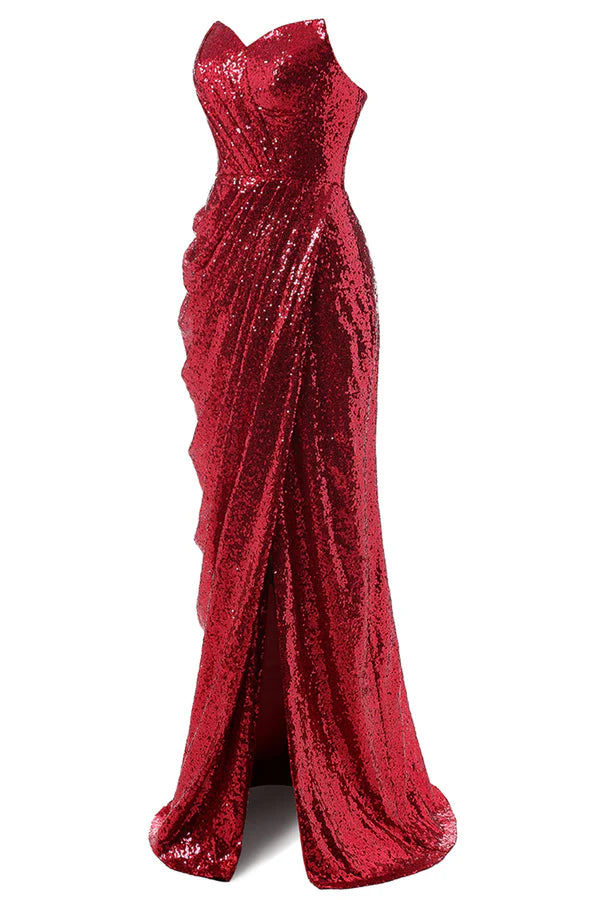Red Mermaid Sequin Prom Dress Simple gentle atmospheric and unique design