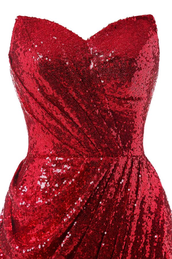 Red Mermaid Sequin Prom Dress Simple gentle atmospheric and unique design