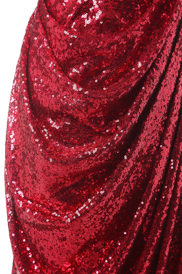 Red Mermaid Sequin Prom Dress Simple gentle atmospheric and unique design