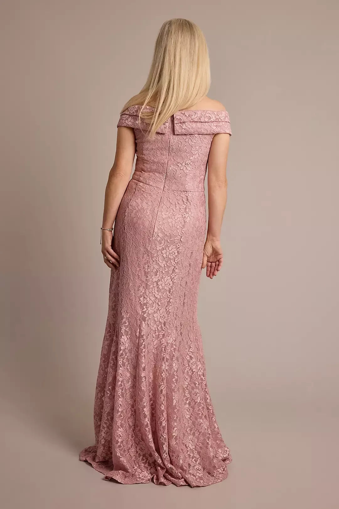 Refined Mermaid Off Shoulder Short Sleeve Lace Back Floor Length Mother of the Bride Dress