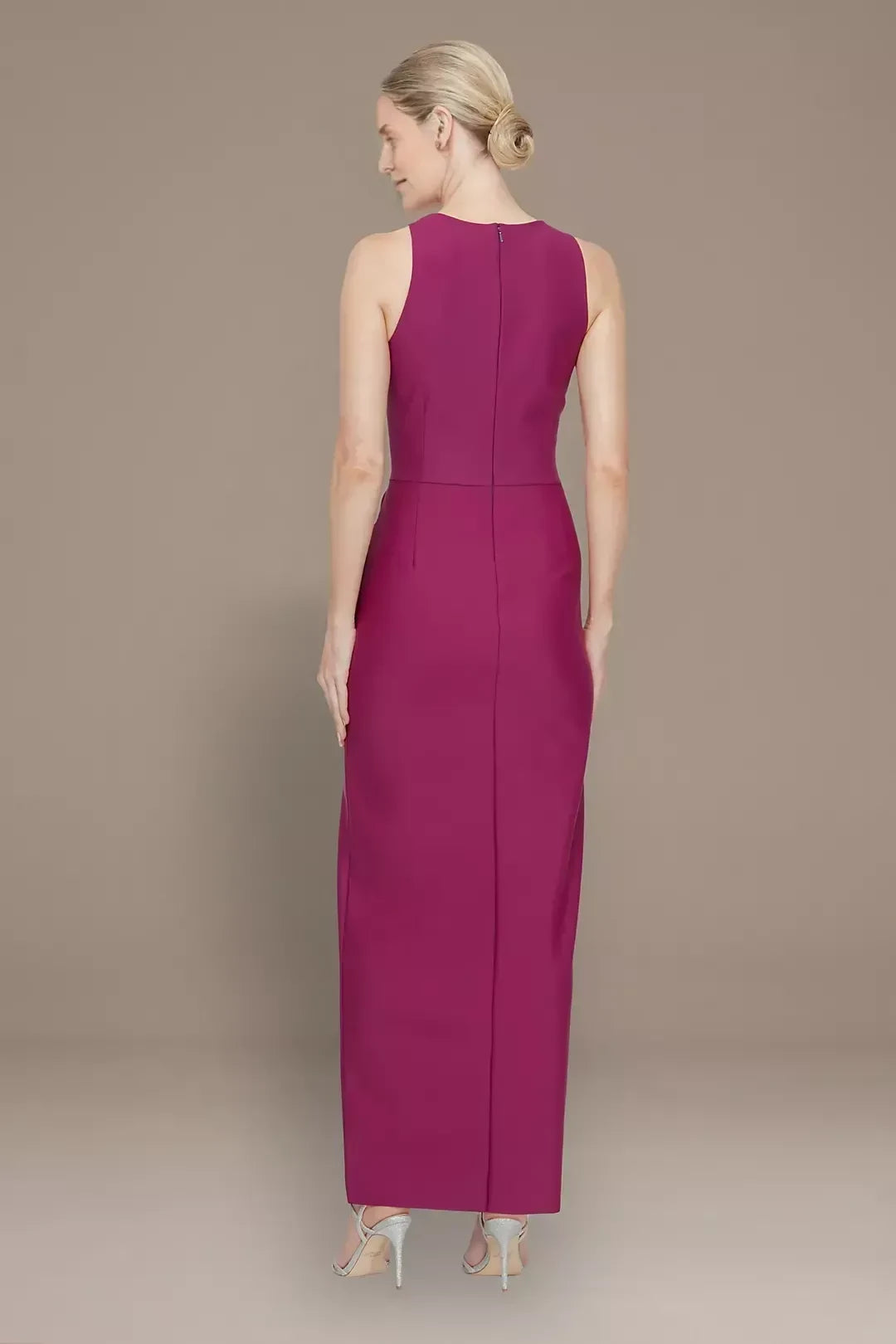 Refined Sheath Crew Neck Sleeveless Zipper Back Floor Length Mother of the Bride Dress