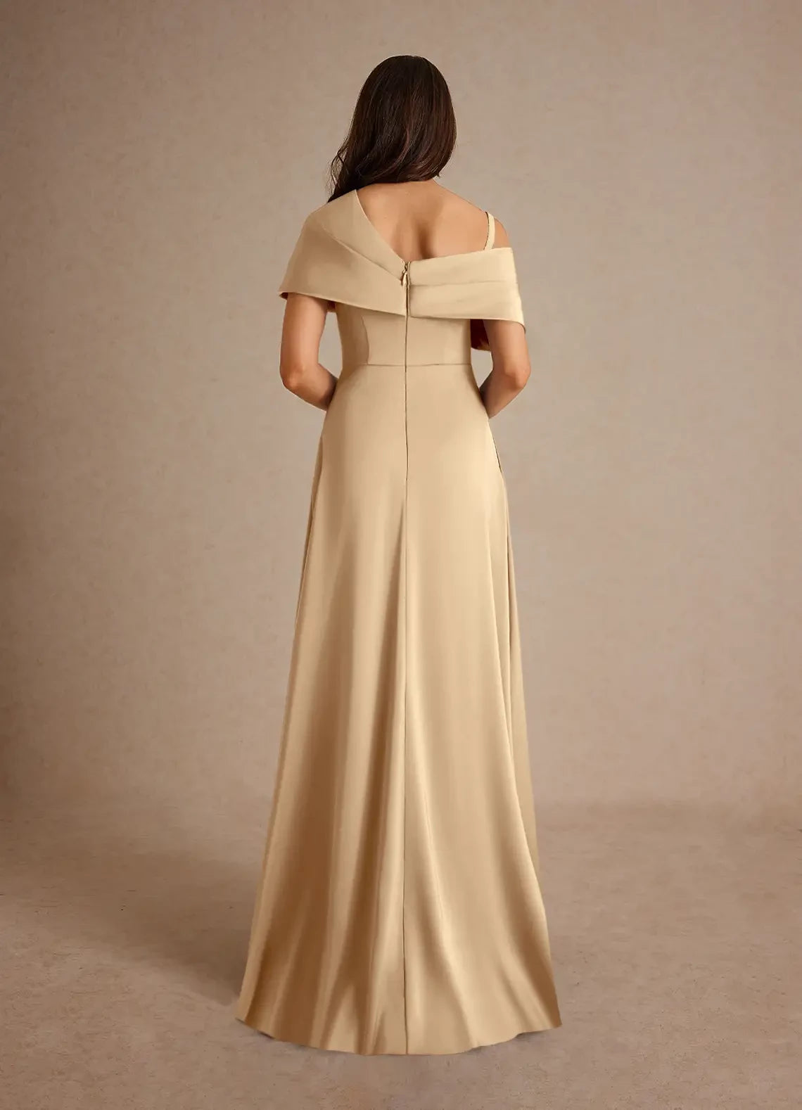 Refined Sheath One Shoulder Cap Sleeve Zipper Back Floor Length Mother of the Bride Dress