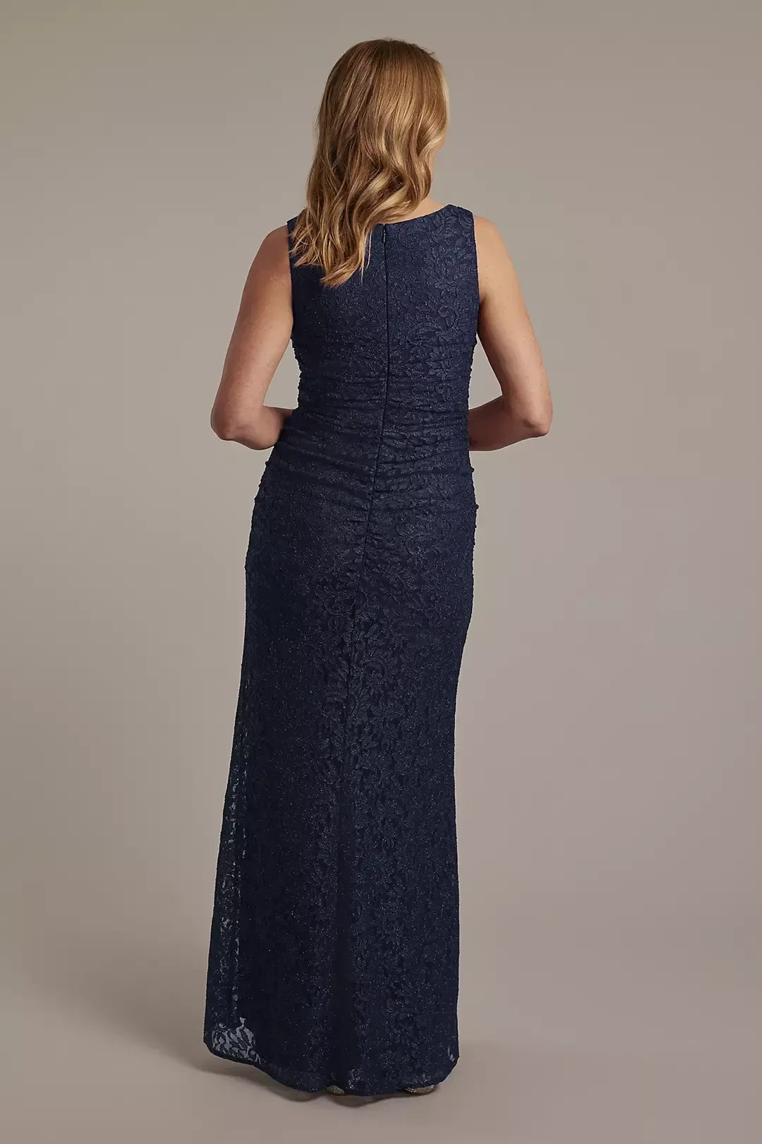 Refined Two Piece Square Neck Three Quarter Sleeve Lace Back Floor Length Mother of the Bride Dress