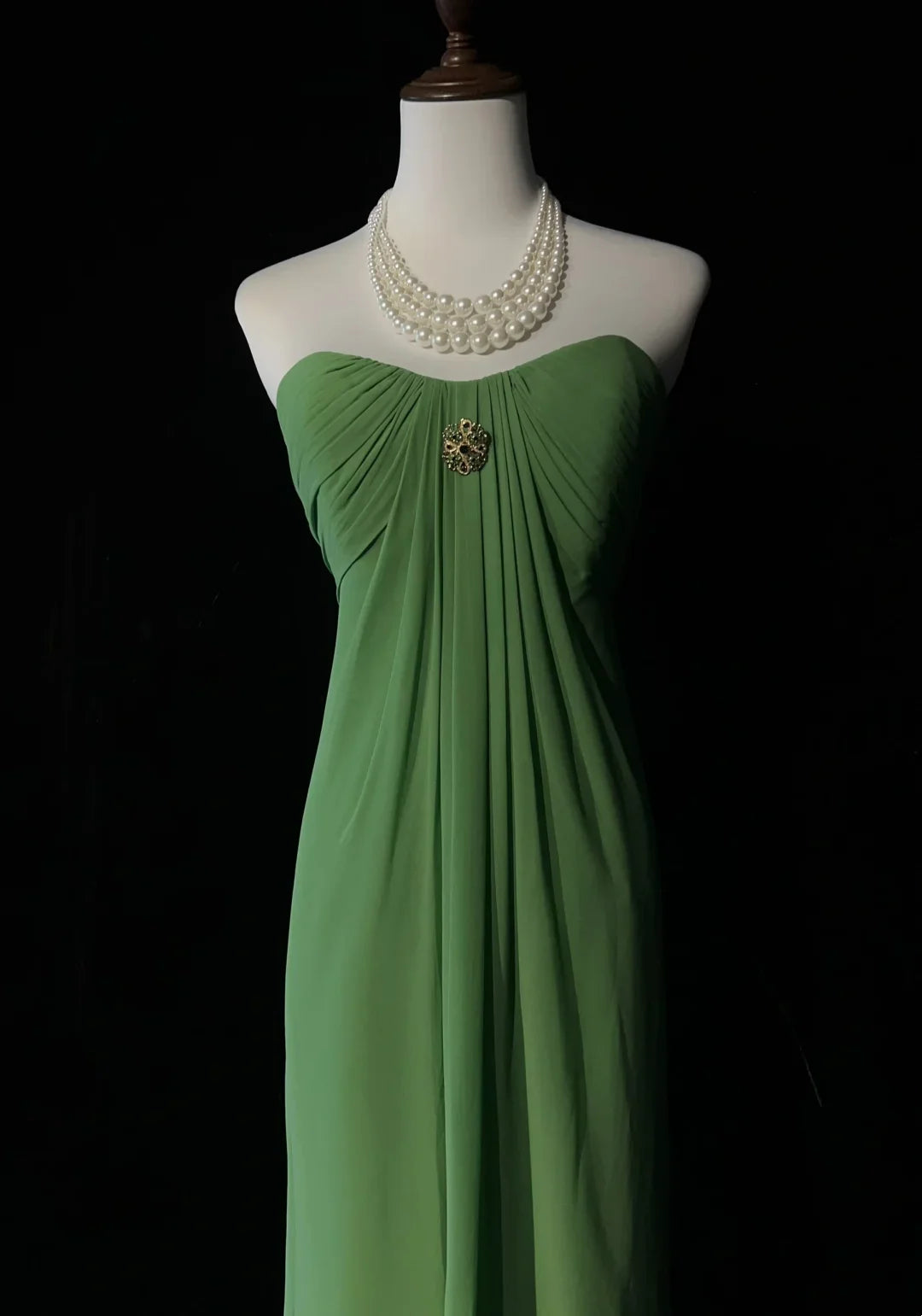 Retro A Line Sweetheart Green Chiffon Sleeveless Pleated Long Prom Dresses Party Dress 21st Birthday Outfits Graduation Dresses