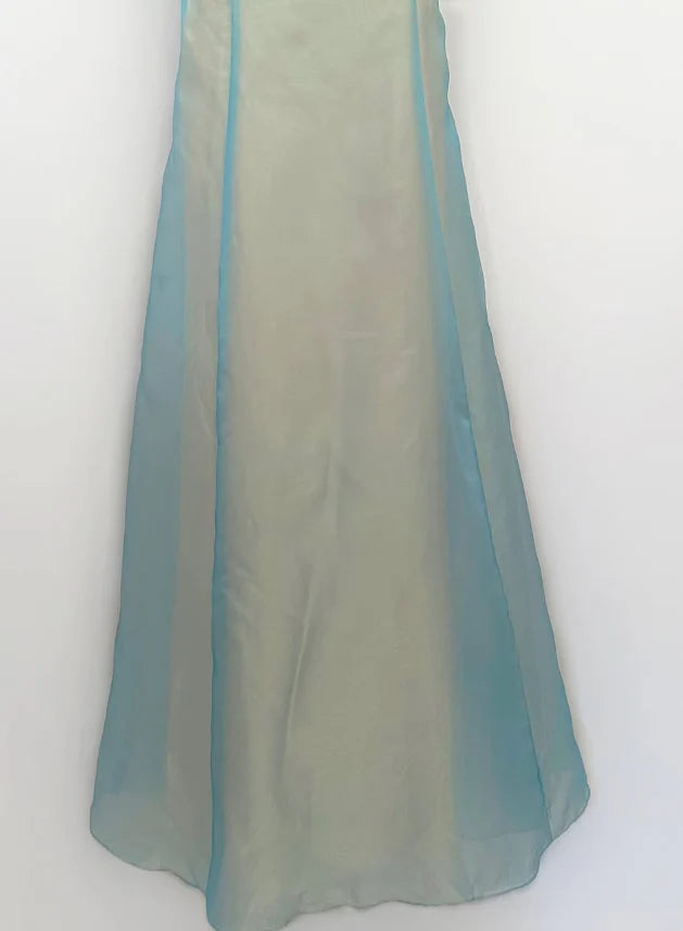 Retro Blue A Line Spaghetti Strap Embroidery Organza Prom Dress Evening Dress simple gentle atmospheric and unique desi Bring summer colors to enhance whiteness