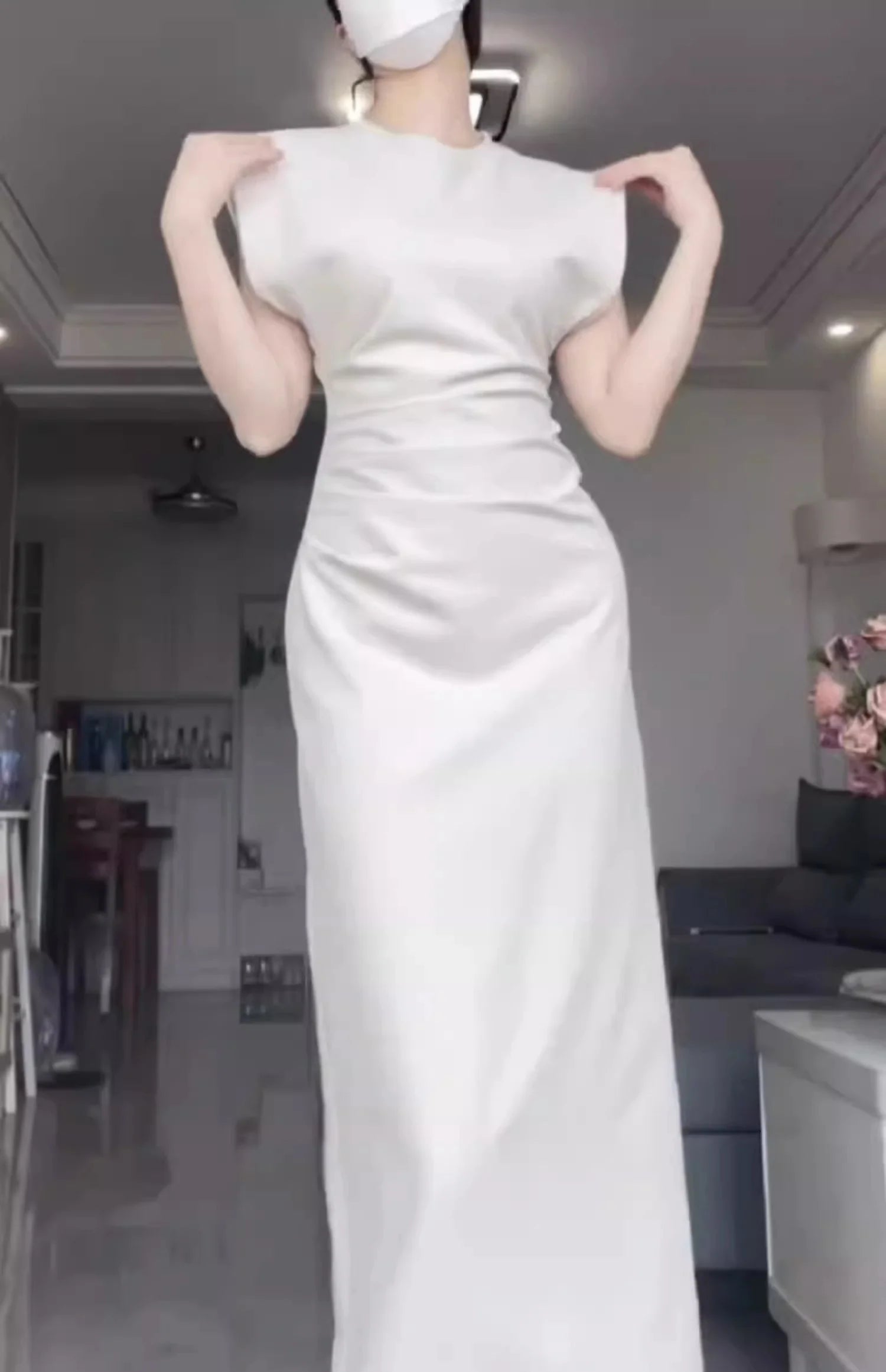 Retro Mermaid Satin White Prom Dresses Birthday Outfits With Ruffle simple gentle atmospheric and unique desi Bring summer colors to enhance whiteness