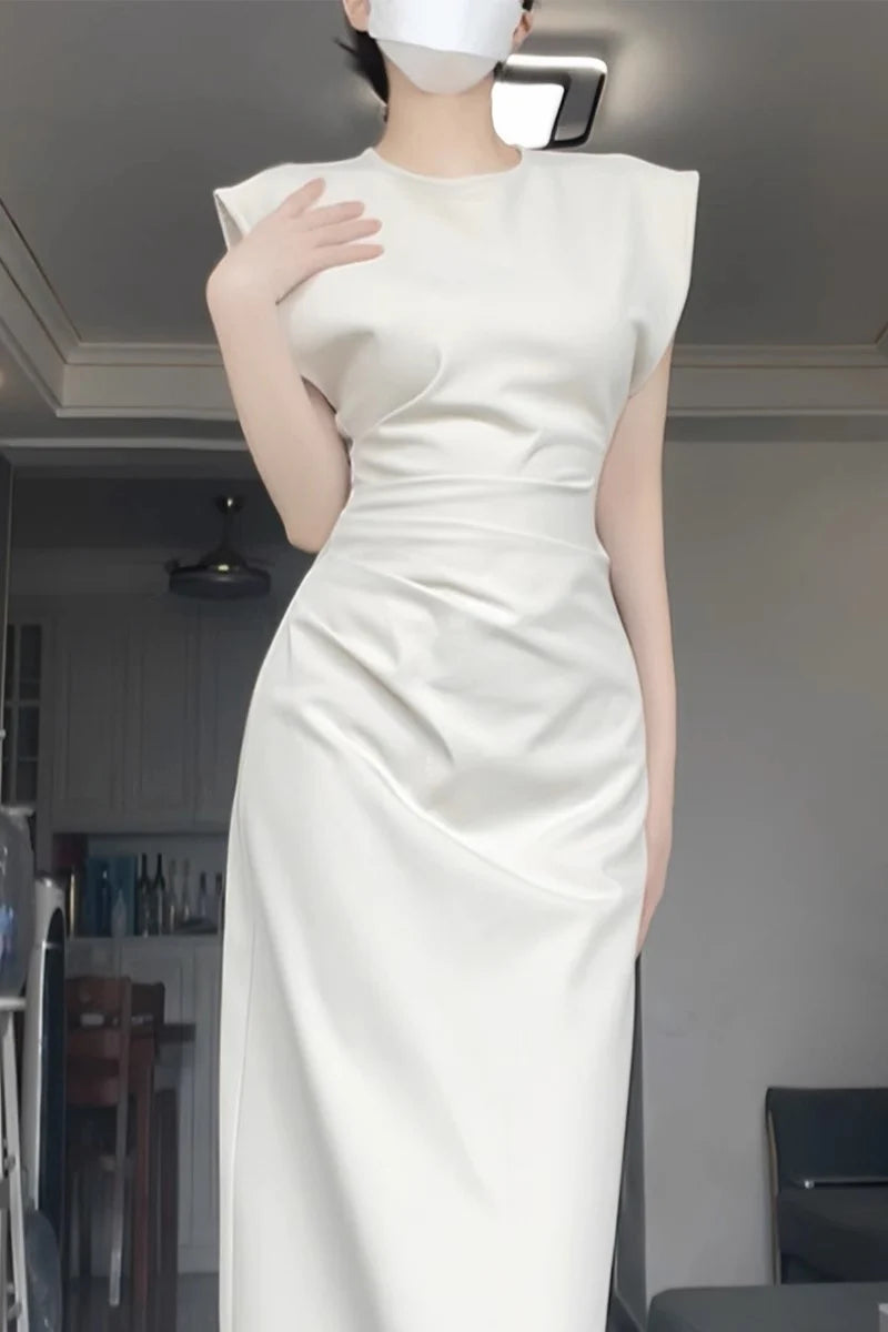 Retro Mermaid Satin White Prom Dresses Birthday Outfits With Ruffle simple gentle atmospheric and unique desi Bring summer colors to enhance whiteness