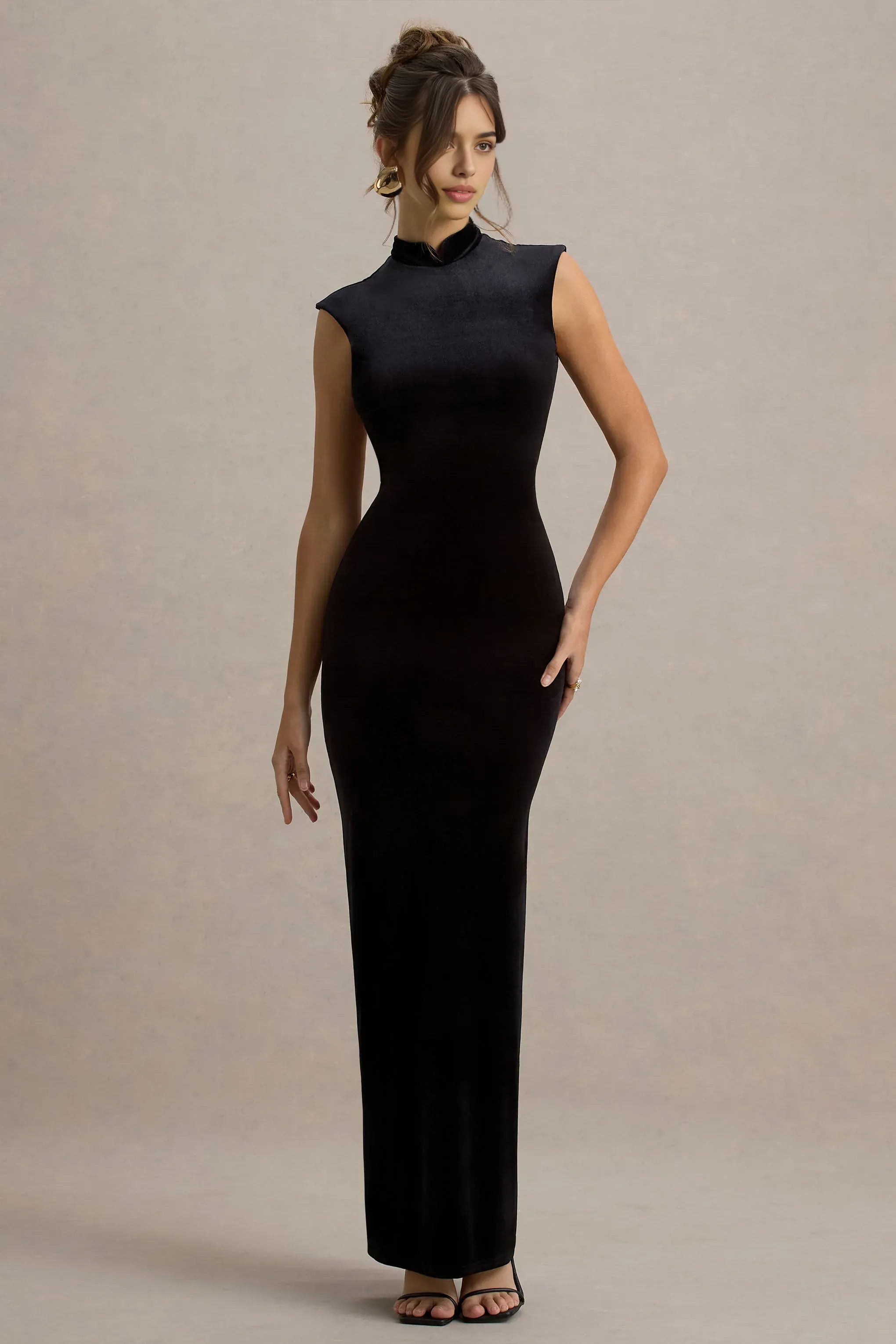 Rich Sheath Mandarin Collar Cap Sleeve Keyhole Back Floor Length For Sale Evening Dress