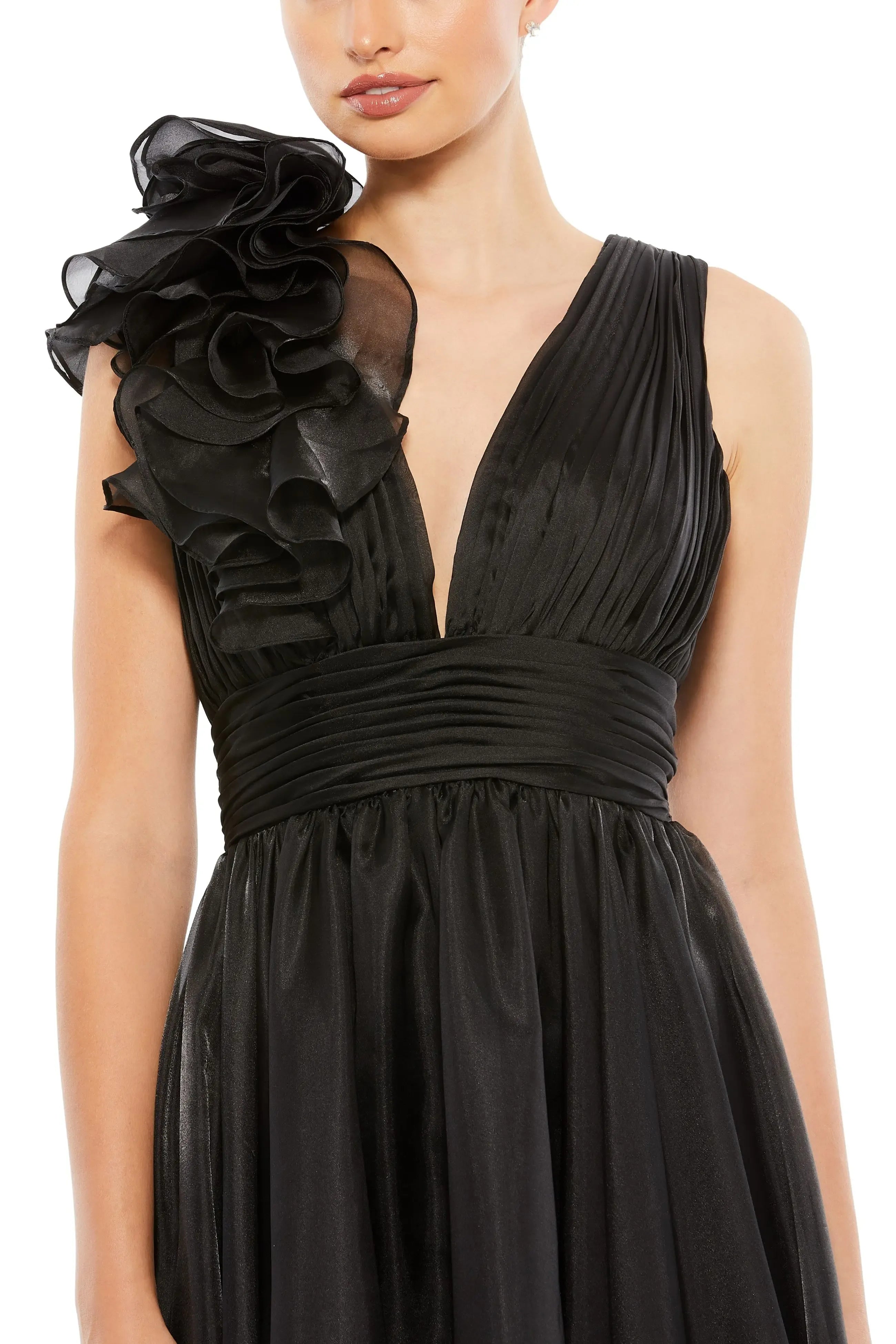 Romantic A Line Deep V Sleeveless Open Back Midi Evening Dress