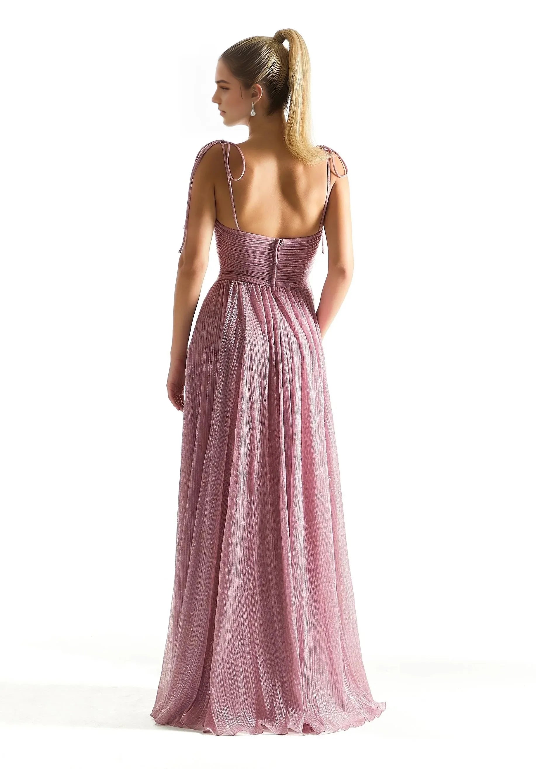 Romantic A-Line Square-Neck Sleeveless Open-Back Floor-Length Prom Dress