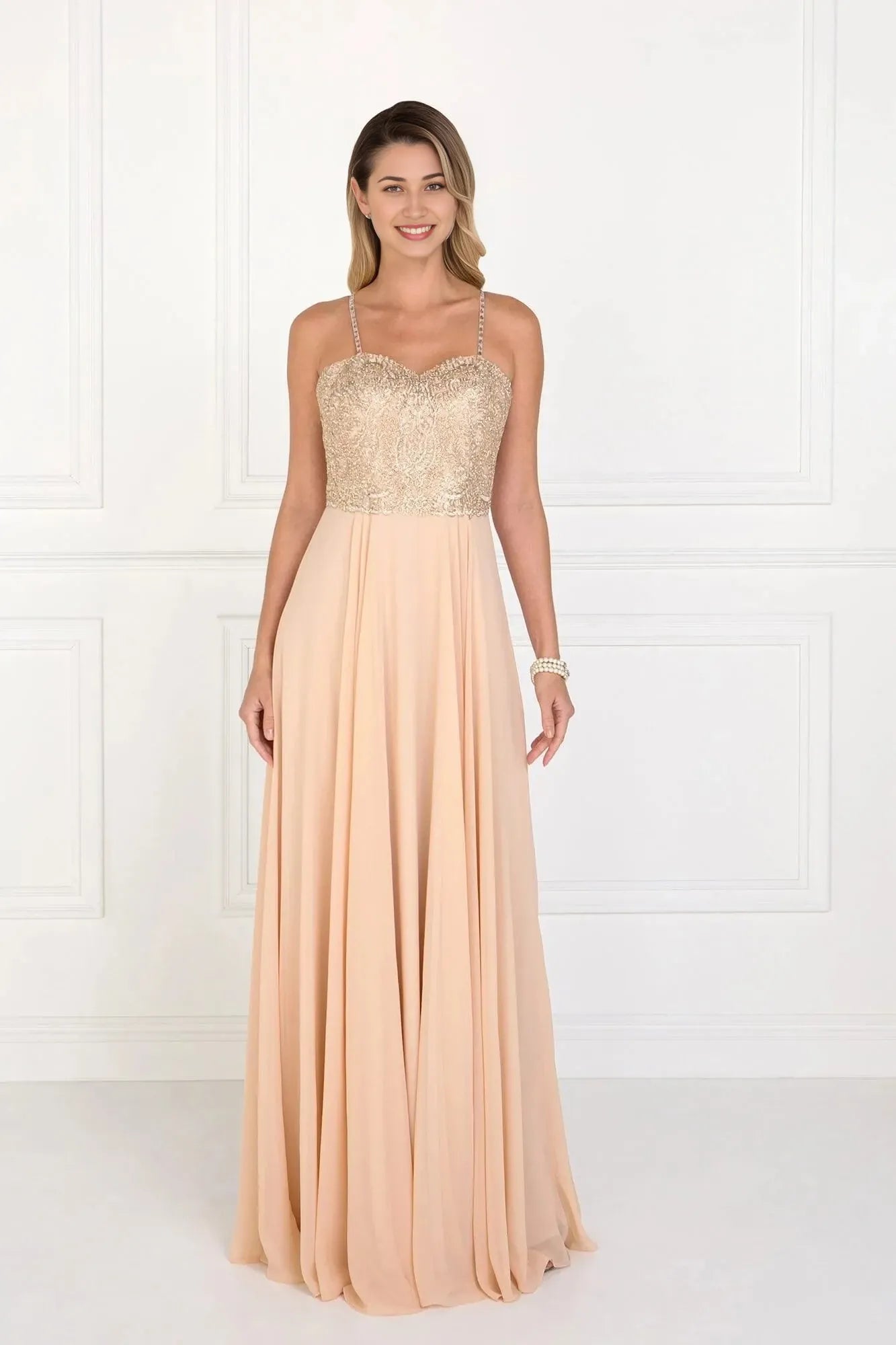 Romantic A-Line Sweetheart Spaghetti Strap Lace Up Back Floor Length Prom Dress