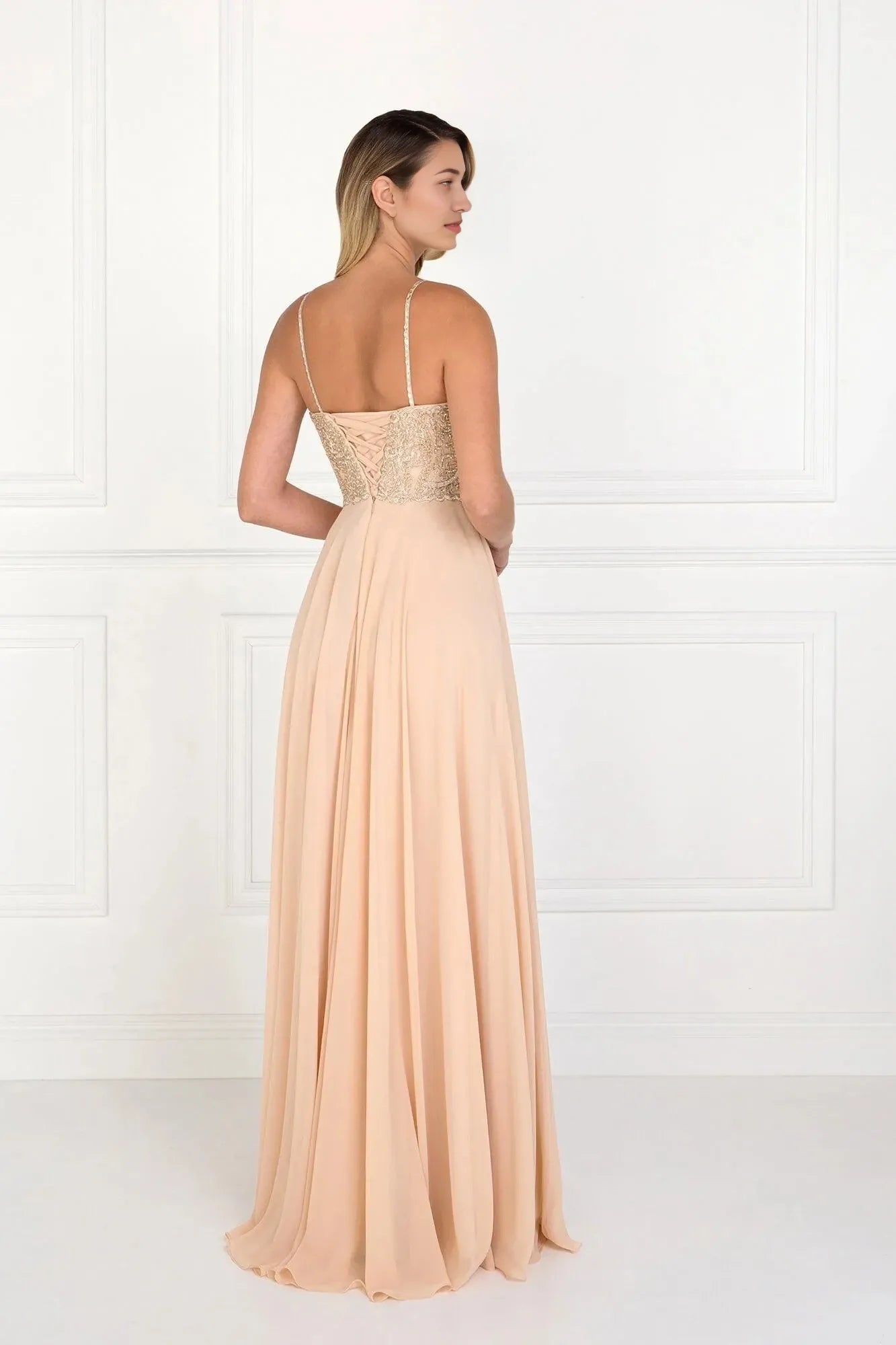 Romantic A-Line Sweetheart Spaghetti Strap Lace Up Back Floor Length Prom Dress