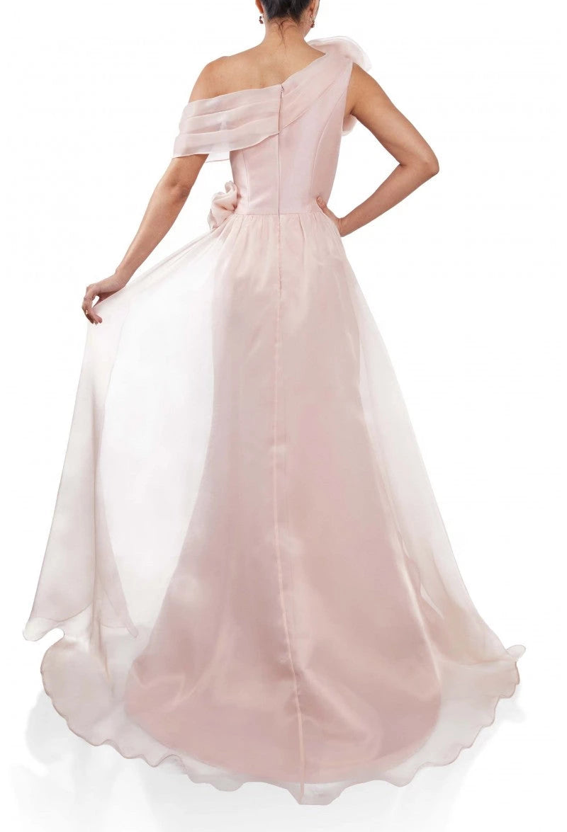 Romantic Mermaid One-Shoulder Sleeveless Zipper Back Train Floor Length Prom Dress