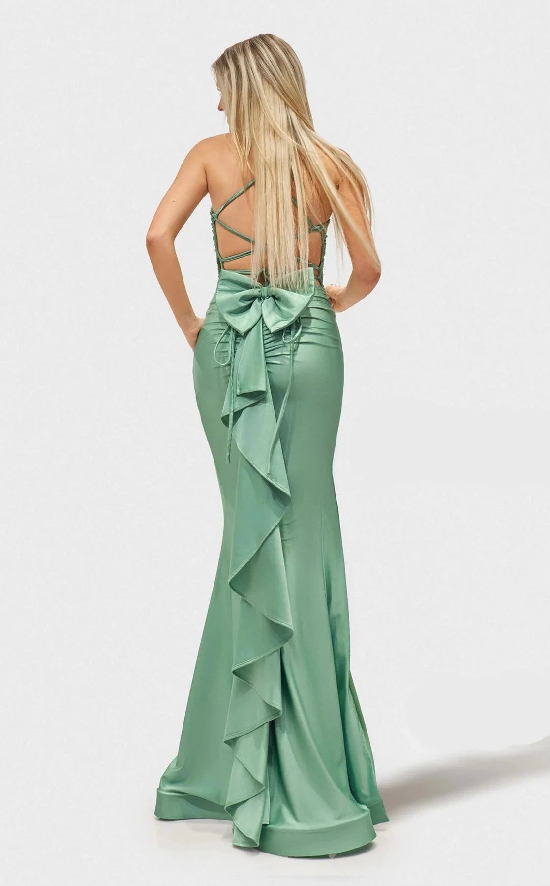 Romantic Mermaid Sweetheart Sleeveless Lace-Up-Back Floor-Length Prom Dress