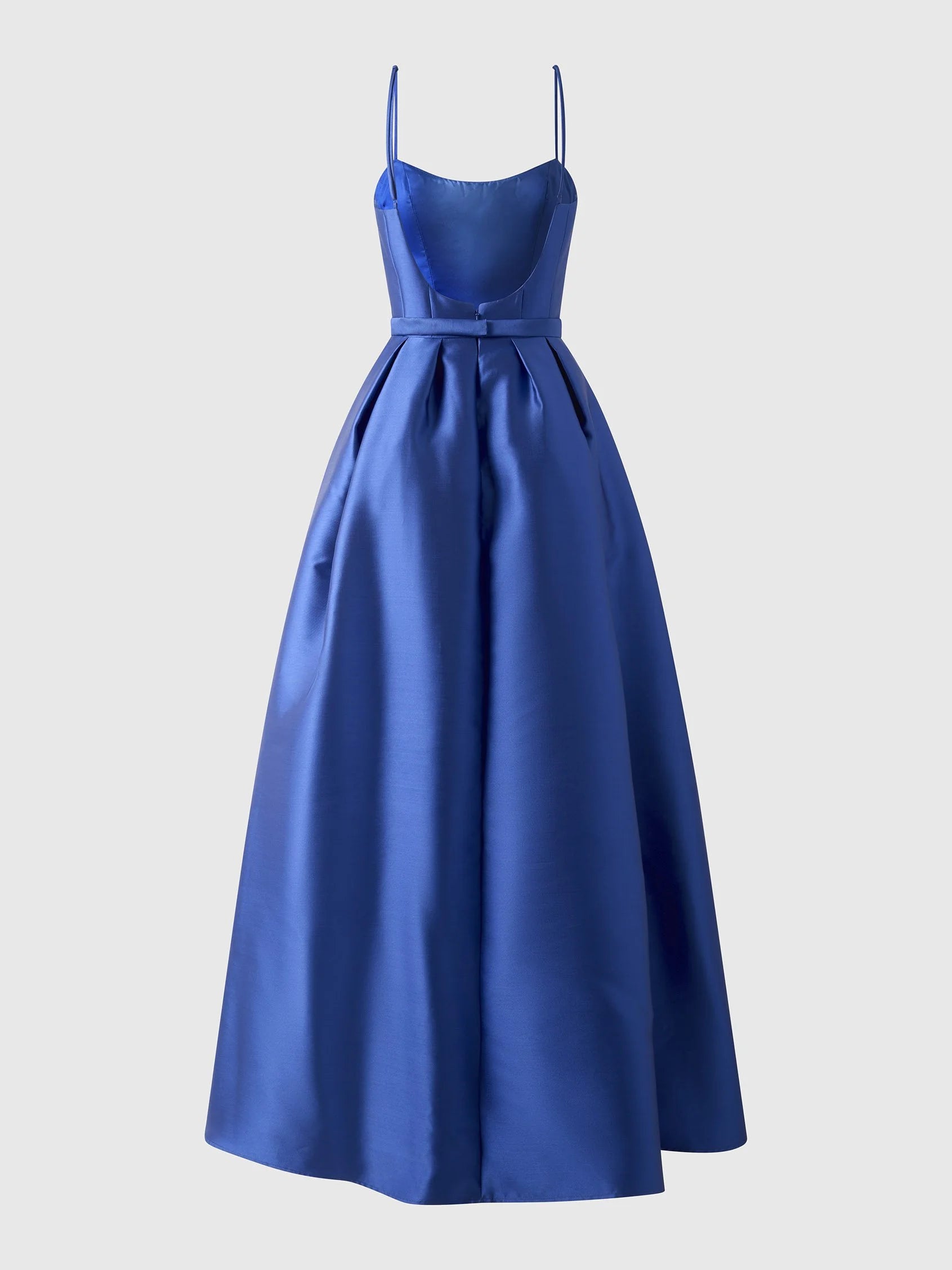 Royal Blue Satin Spaghetti Strap Maxi Dress with Front Slit Princess style bridesmaid dress with boat neckline in mikado Bridesmaid Dresses
