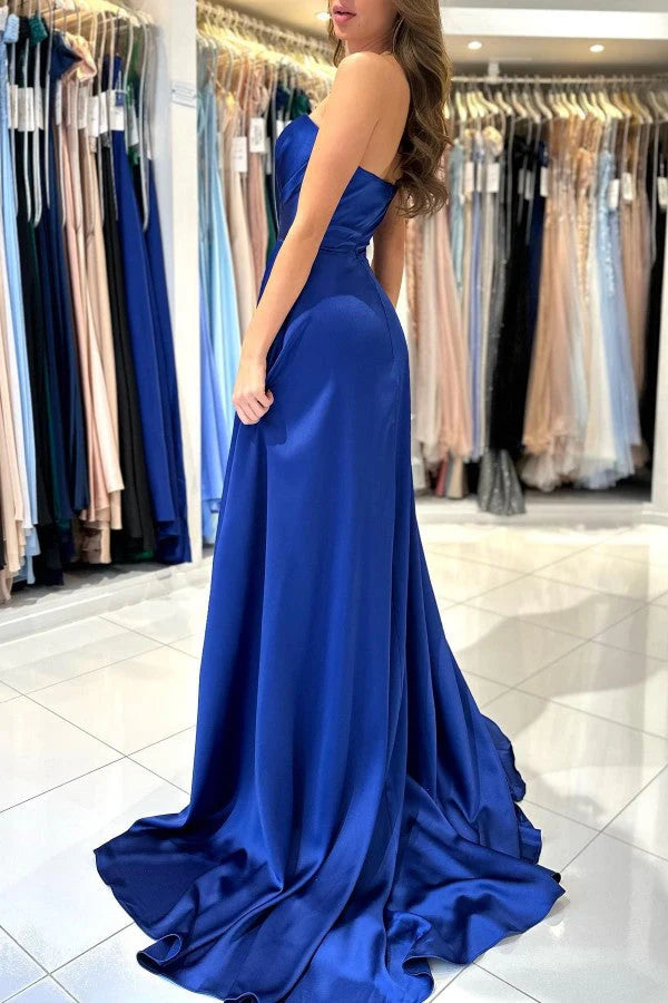 Royal Blue Sweetheart Prom Dress Split Long Simple gentle atmospheric and unique design
