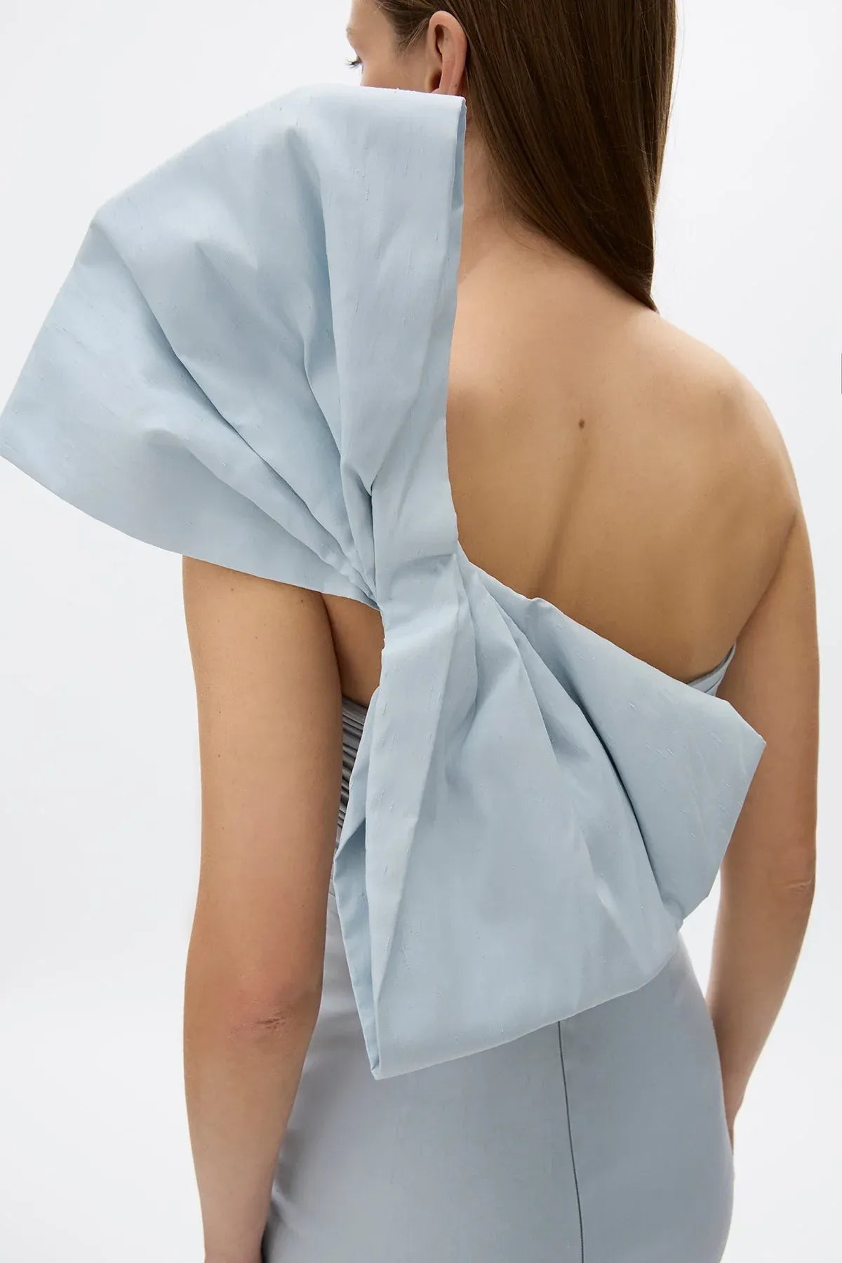 Ruched Sheath One Shoulder Sleeveless Open Back High Slit Floor Length Hot sale Prom Dress ﻿