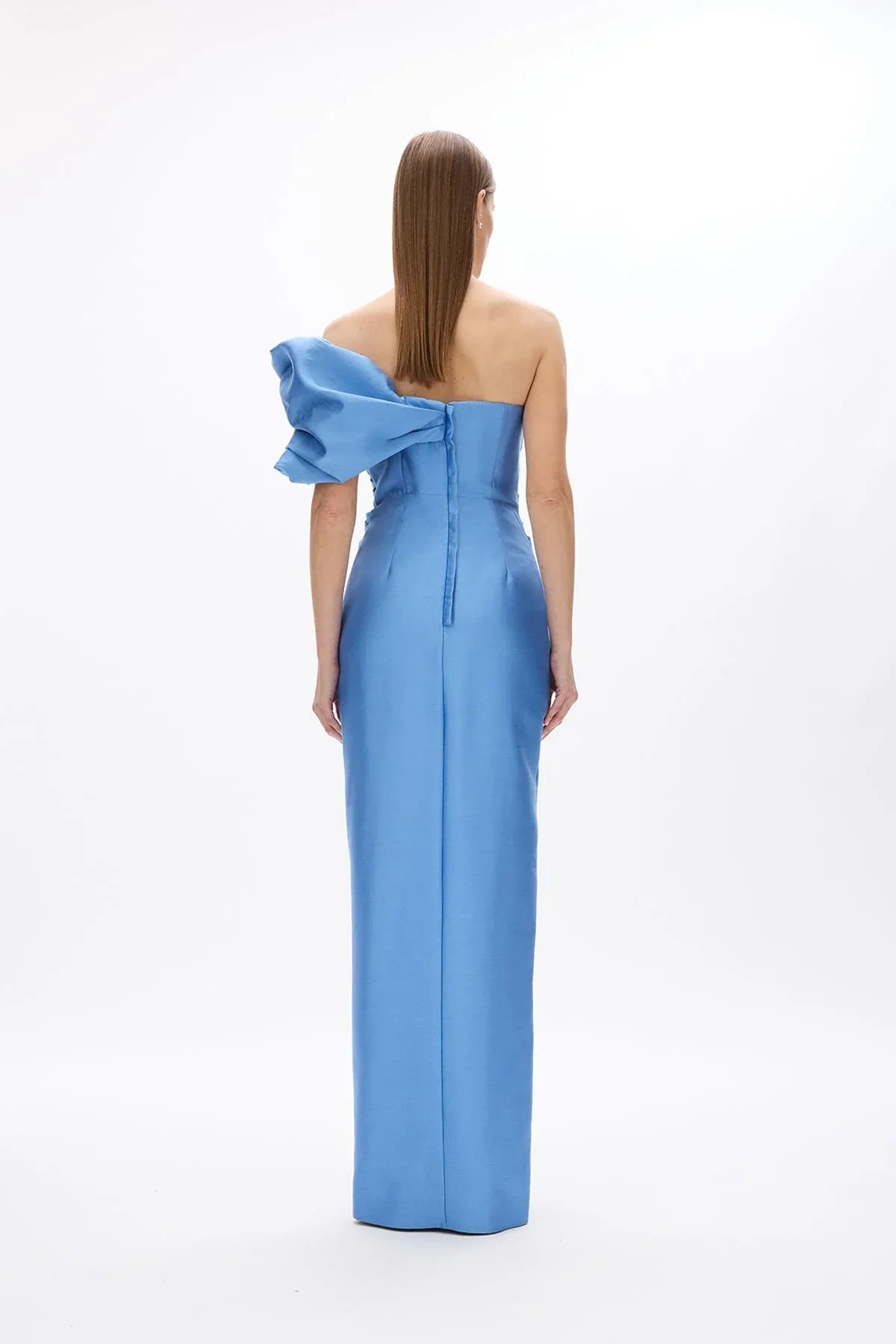 Ruched Sheath One Shoulder Sleeveless Zipper Back Floor Length For Ladies Prom Dress