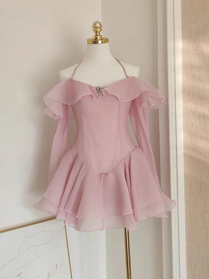 Ruffle Short Chiffon Homecoming Dress Birthday Dress simple gentle atmospheric and unique desi Bring summer colors to enhance whiteness