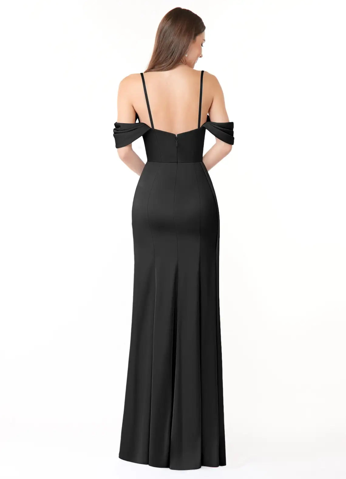 Sage Green Cold-Shoulder Chiffon Maxi Dress with Side Slit Black Sheath Off the Shoulder Stretch Satin Convertible Dress Bridesmaid Dresses