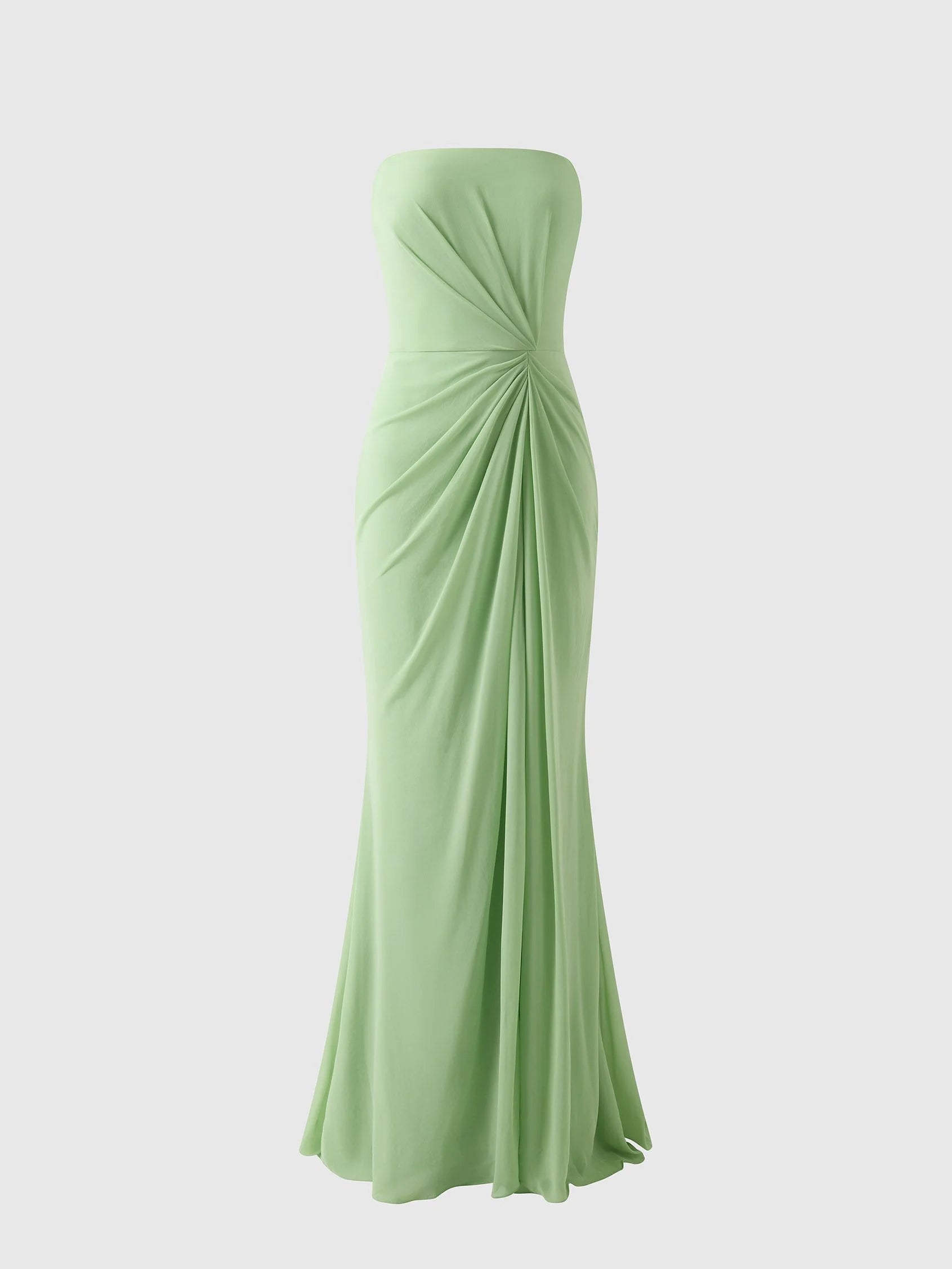 Sage Green Strapless Ruched Maxi Dress Mermaid style bridesmaid dress with sweetheart neckline in chiffon Mother of the Bride Dresses
