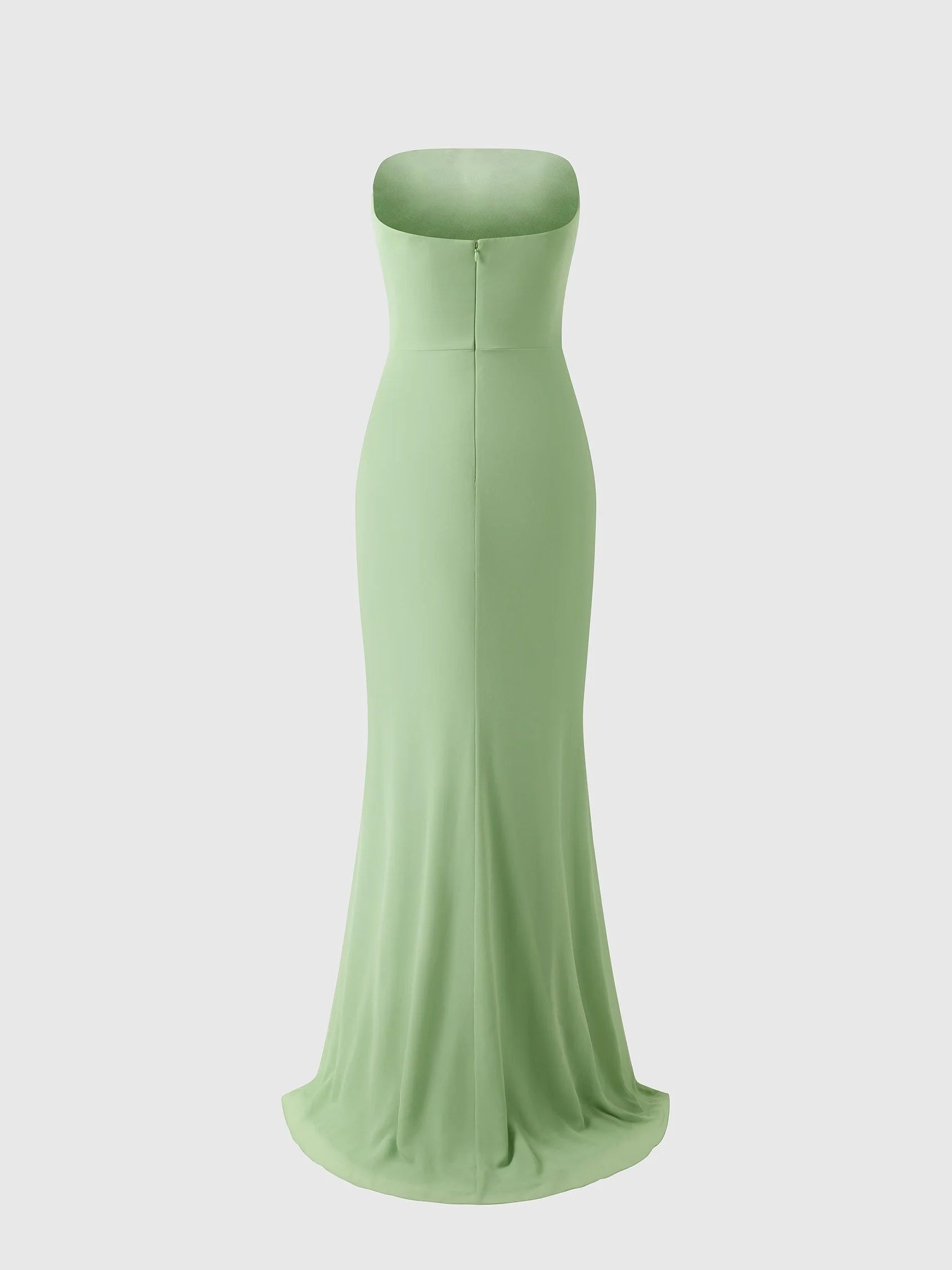 Sage Green Strapless Ruched Maxi Dress Mermaid style bridesmaid dress with sweetheart neckline in chiffon Mother of the Bride Dresses