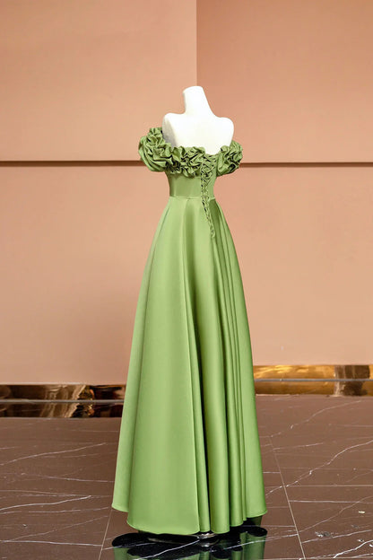 Satin Floor Length Prom Dress Off the Shoulder Evening Party Dress Simple Short Bridesmaid Dresses