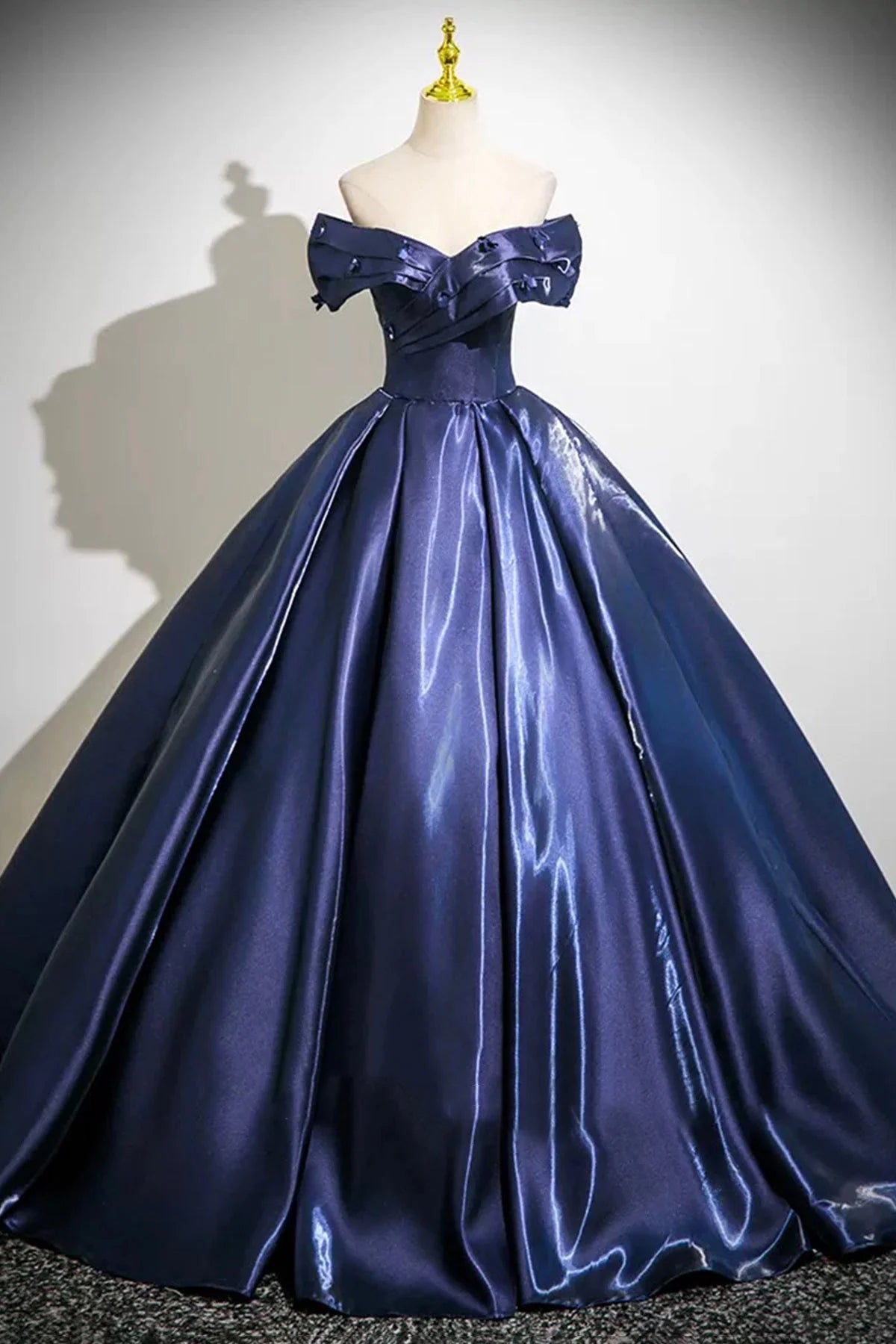 Satin Long Prom Dress A-Line Off the Shoulder Evening Party Dress simple gentle atmospheric and unique desi Brin