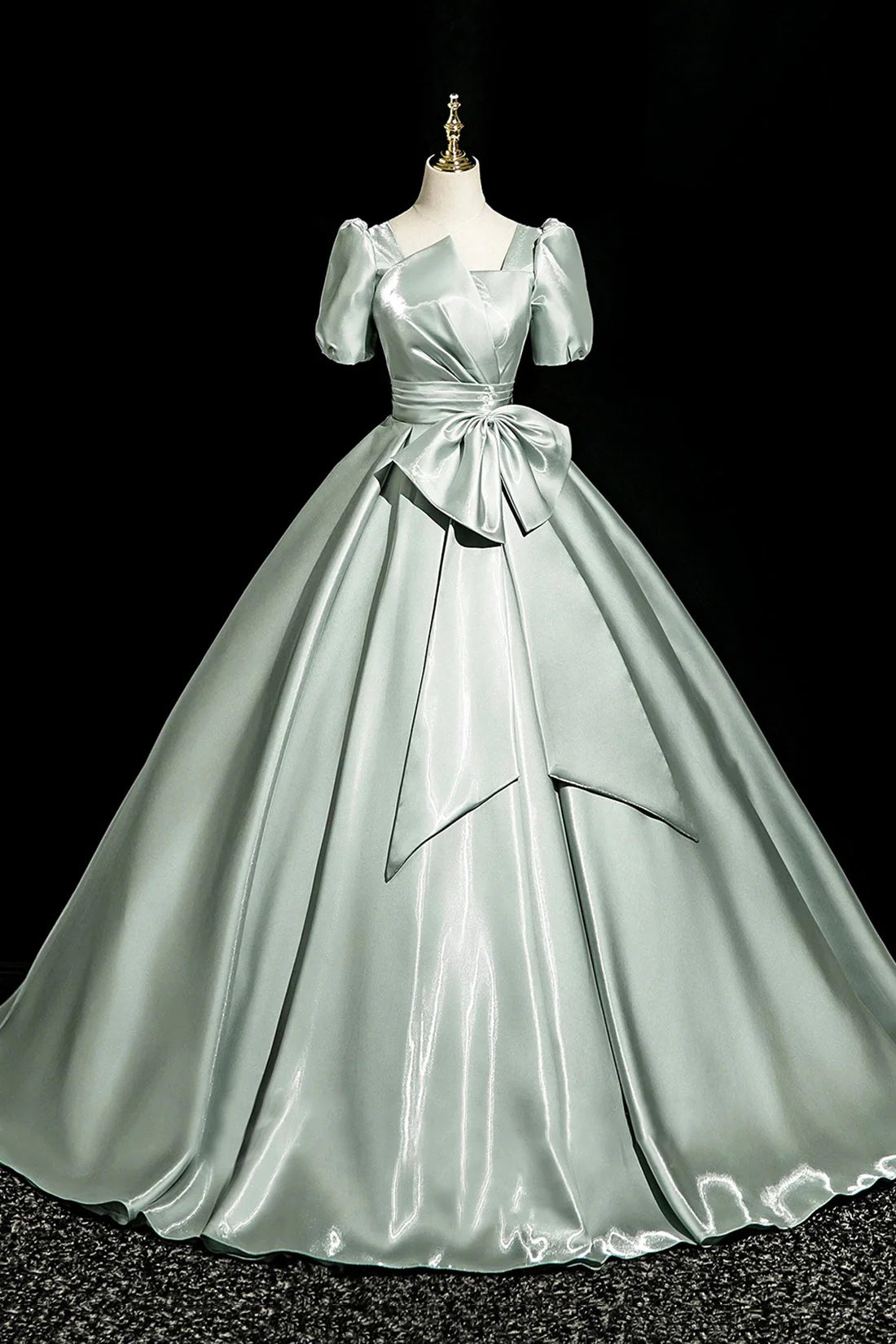 Satin Long Prom Dress Elegant Short Sleeve Formal Party Dress simple gentle atmospheric and unique desi Bring summer