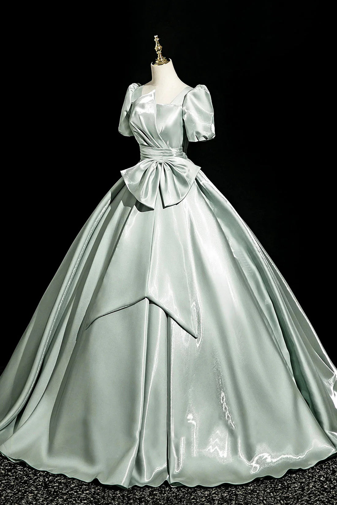 Satin Long Prom Dress Elegant Short Sleeve Formal Party Dress simple gentle atmospheric and unique desi Bring summer