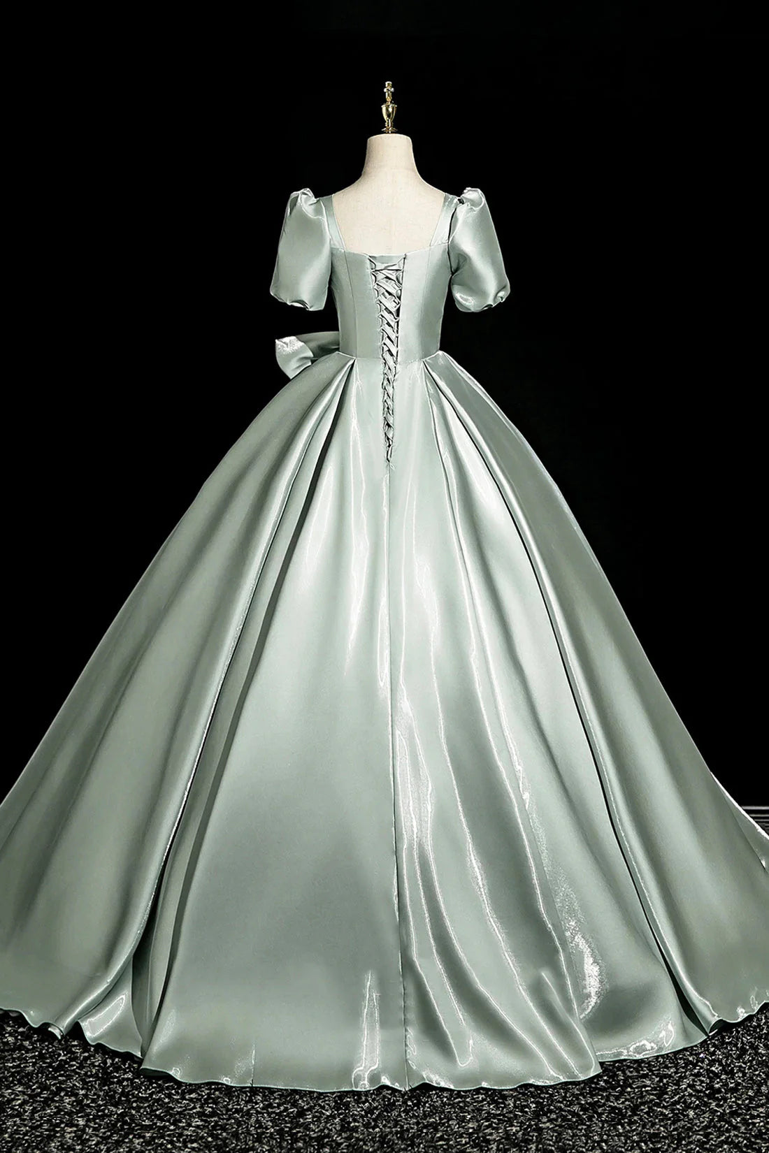 Satin Long Prom Dress Elegant Short Sleeve Formal Party Dress simple gentle atmospheric and unique desi Bring summer