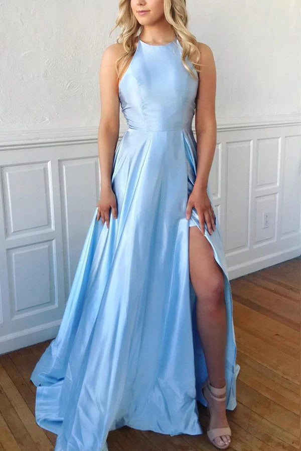 Satin Long Prom Dress Formal Dress simple gentle atmospheric and unique desi Bring summer colors to enhance whiteness