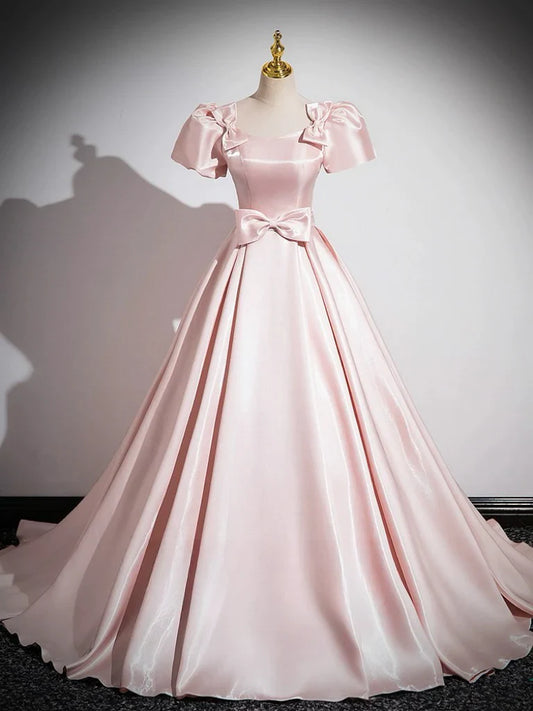 Satin Pink Long Prom Dress Pink Long Formal Dress gowns evening dresses simple gentle atmospheric and unique desi Bring summer colors to enhance whiteness
