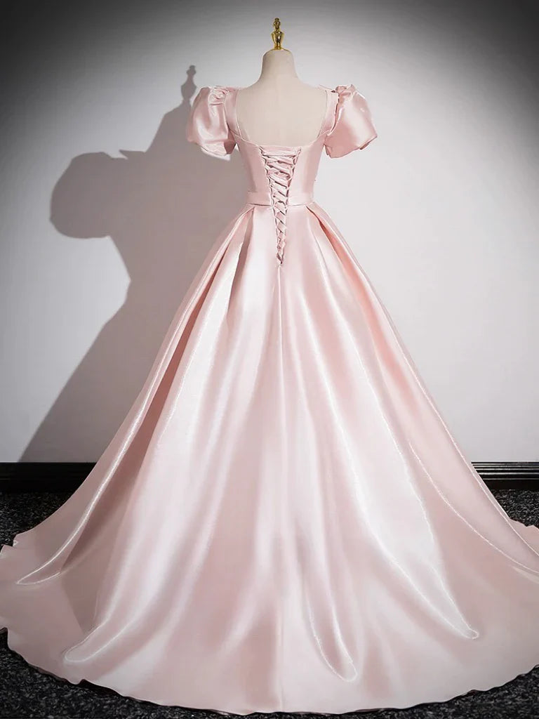 Satin Pink Long Prom Dress Pink Long Formal Dress gowns evening dresses simple gentle atmospheric and unique desi Bring summer colors to enhance whiteness