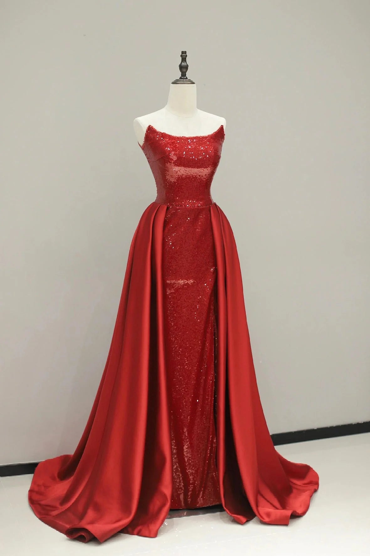 Satin Sequins Long Prom Dress Elegant A-Line Evening Party Dress simple gentle atmospheric and unique desi Brin