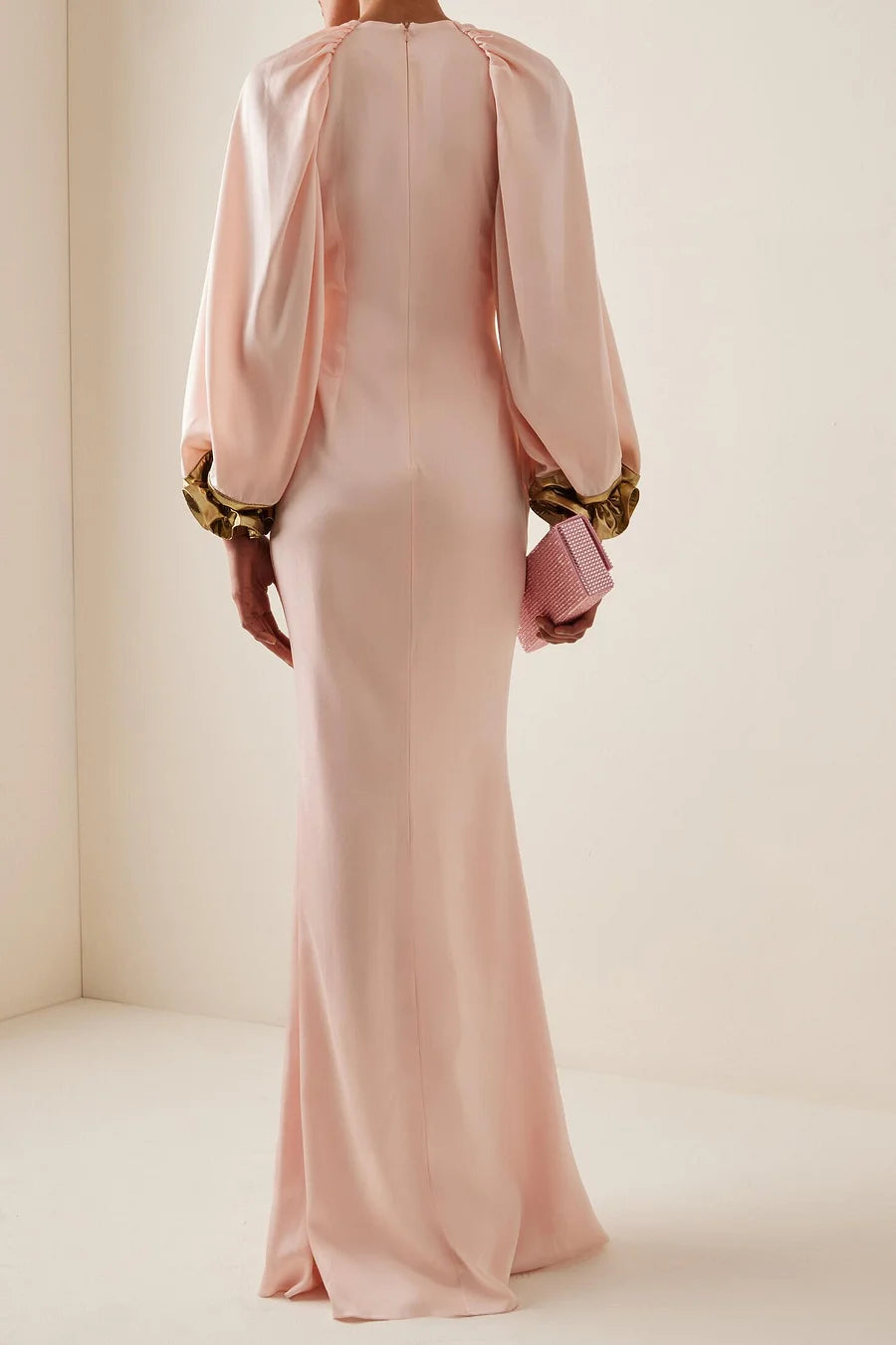 Satin Splicing Metallic Raglan Sleeve Maxi Dress simple gentle atmospheric and unique desi Bring summer colors to enhance whiteness