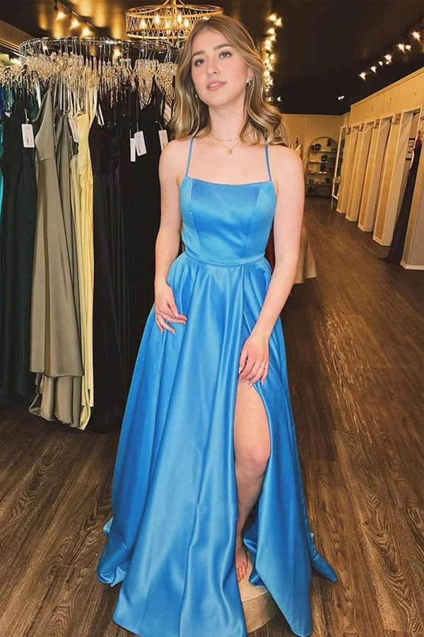 Satin Straps Formal Prom Dress simple gentle atmospheric and unique desi Bring summer colors to enhance whiteness
